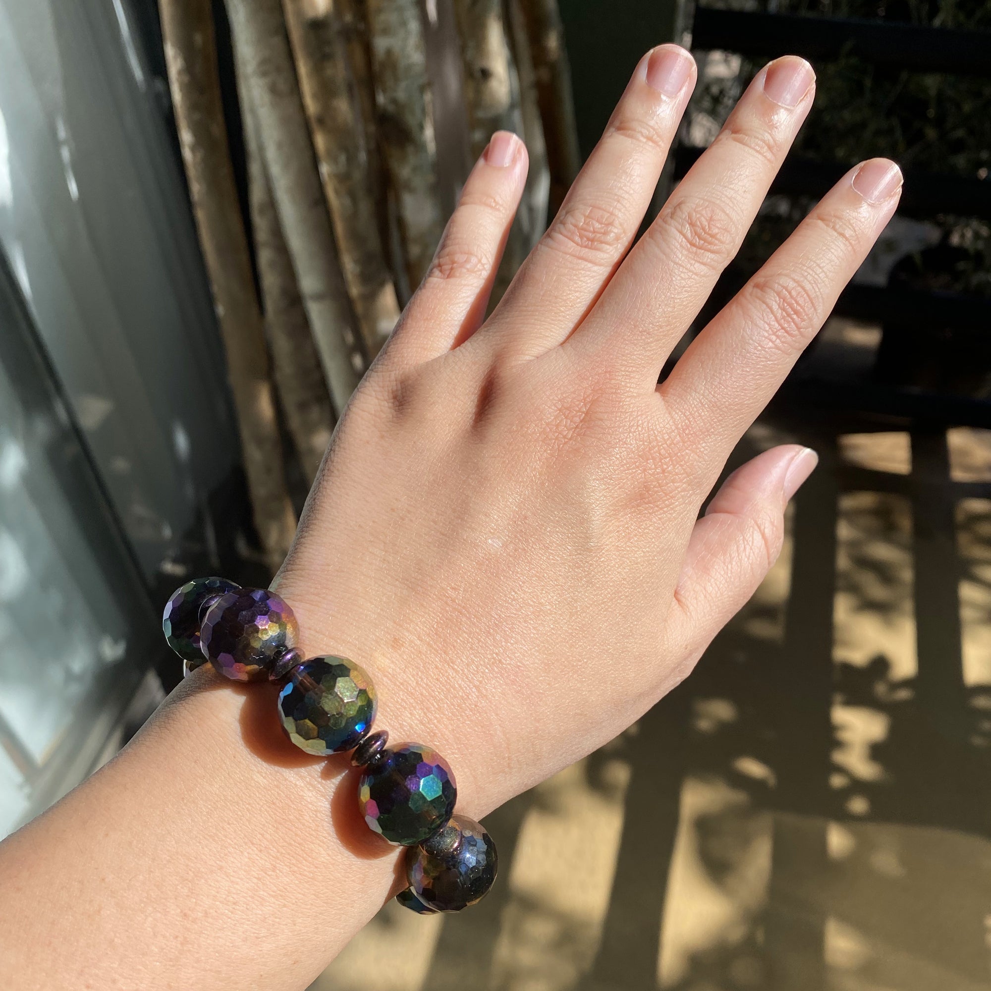 Dark iridescent kimoyo bracelet by Jenny Dayco 5