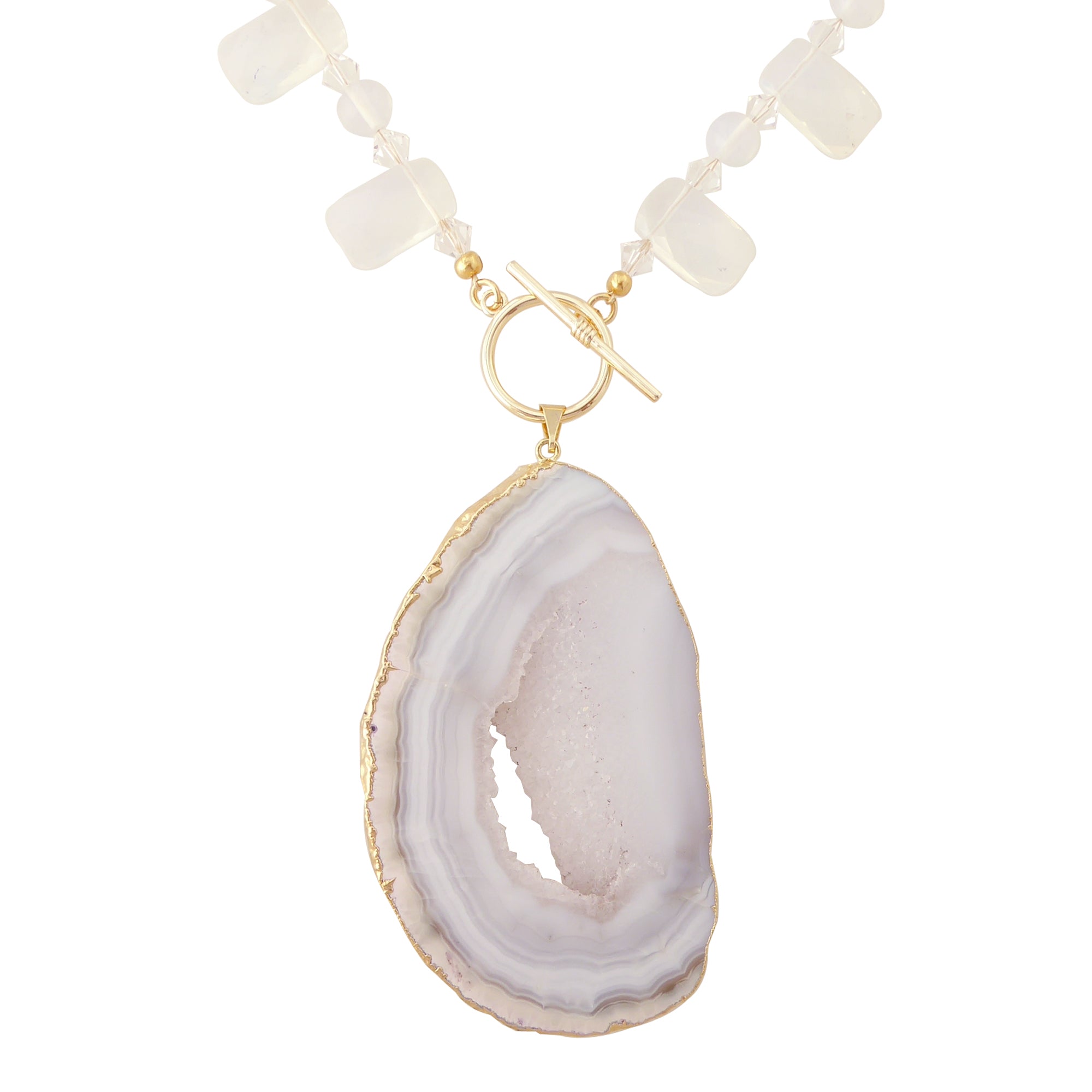    Dove gray agate slice necklace by Jenny Dayco 1
