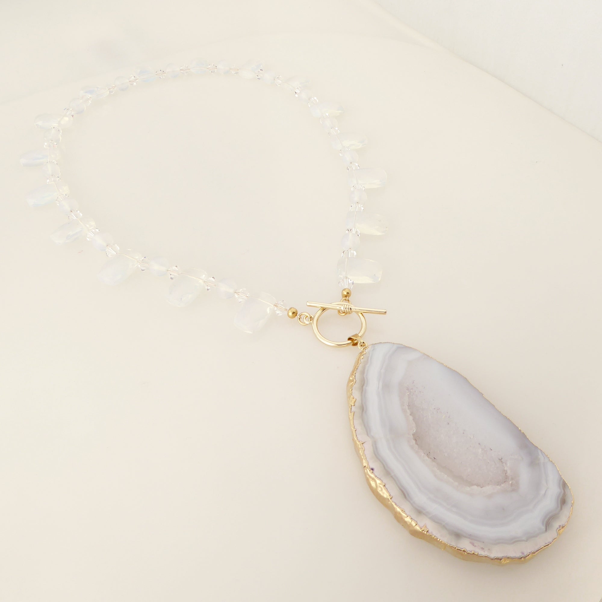    Dove gray agate slice necklace by Jenny Dayco 2