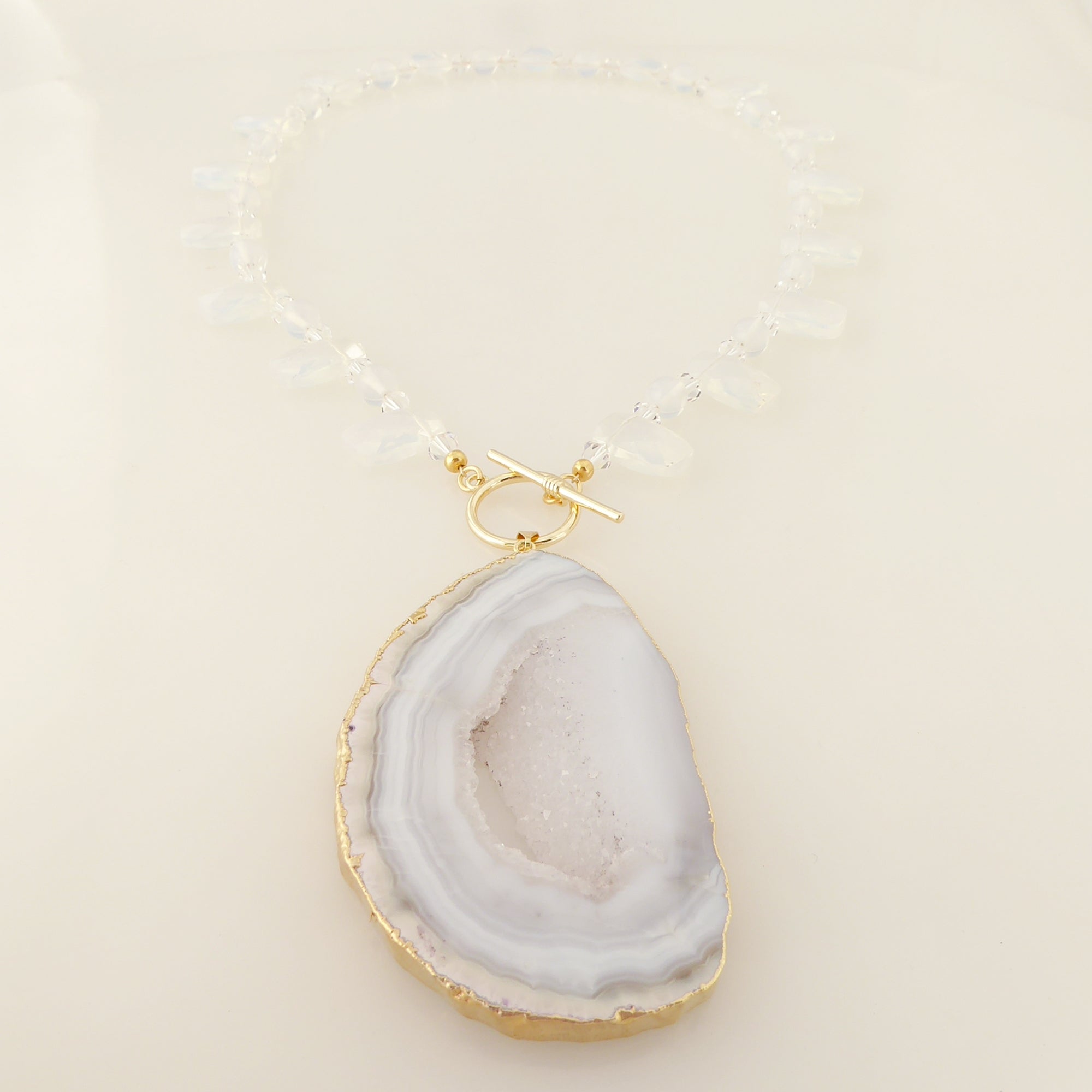    Dove gray agate slice necklace by Jenny Dayco 3