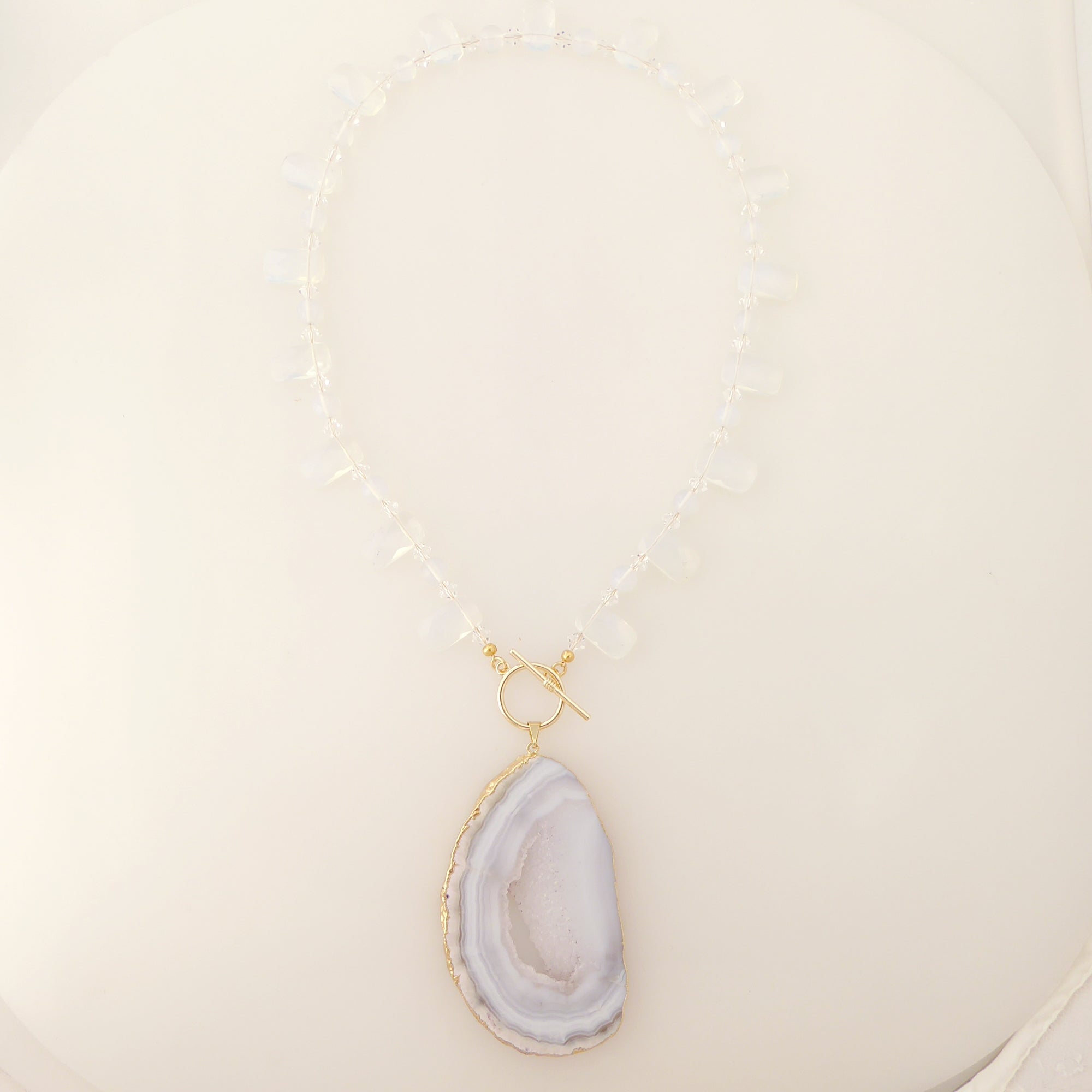    Dove gray agate slice necklace by Jenny Dayco 6