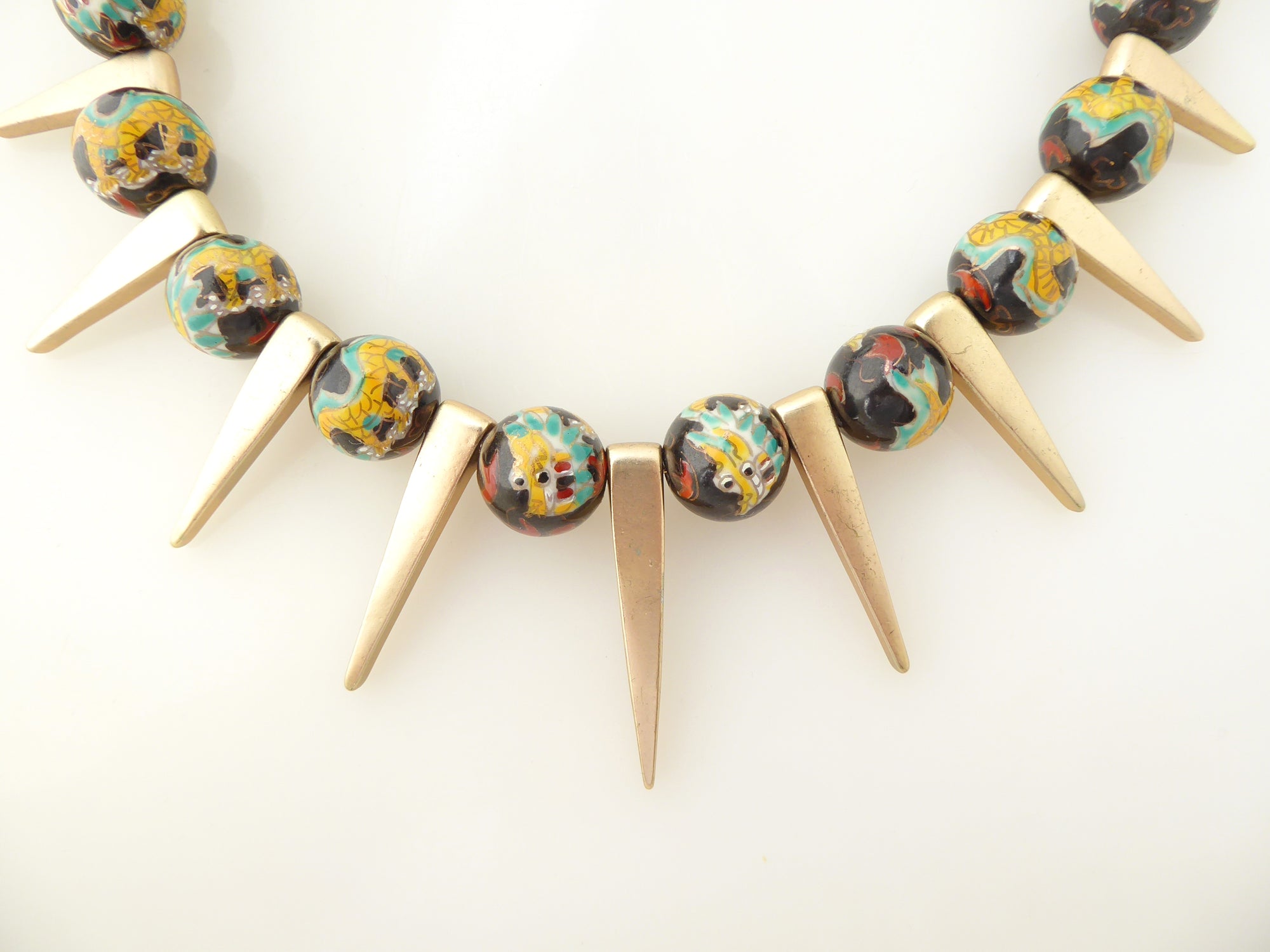 Dragon enamel and gold spike necklace by Jenny Dayco 4