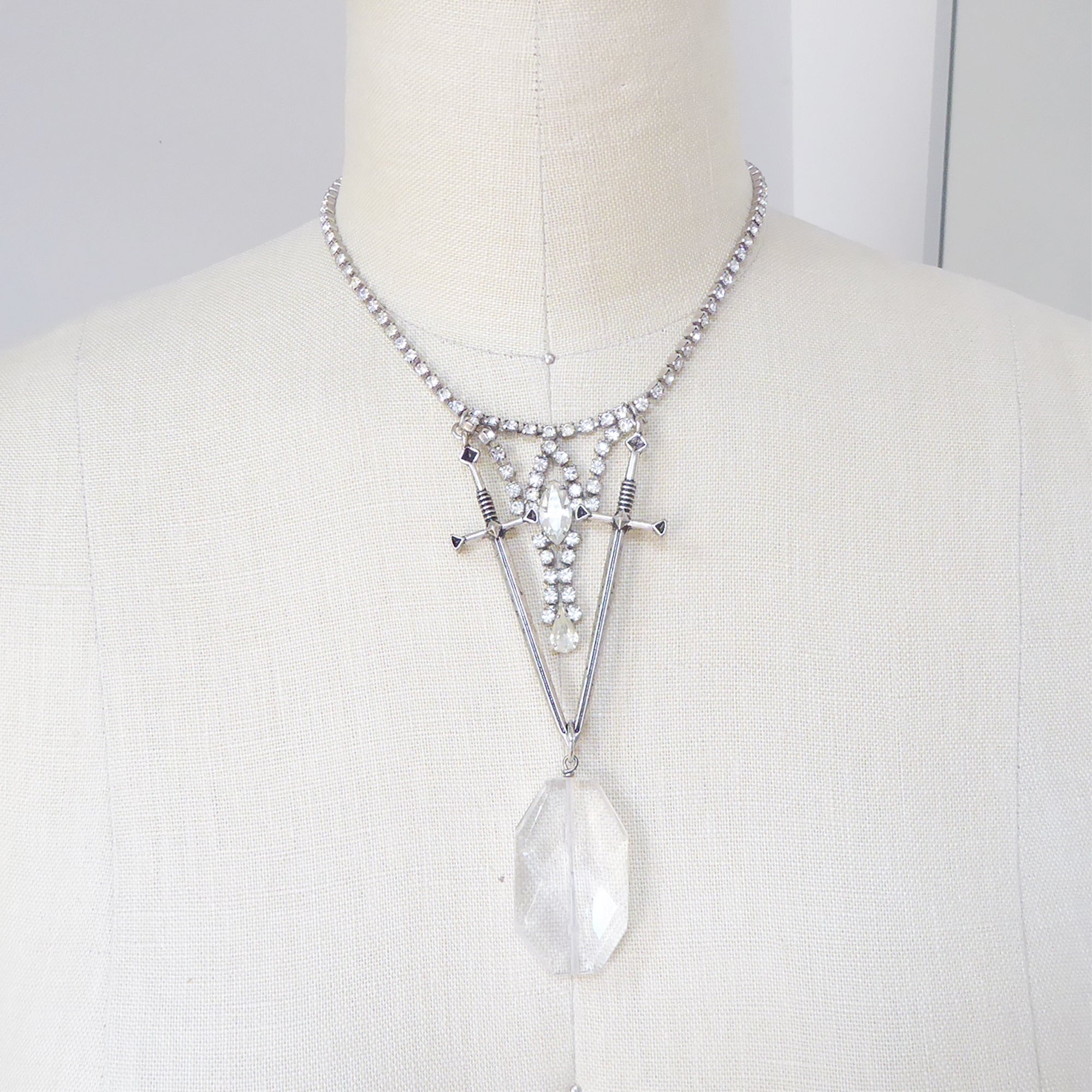 Dual sword quartz necklace by Jenny Dayco 8