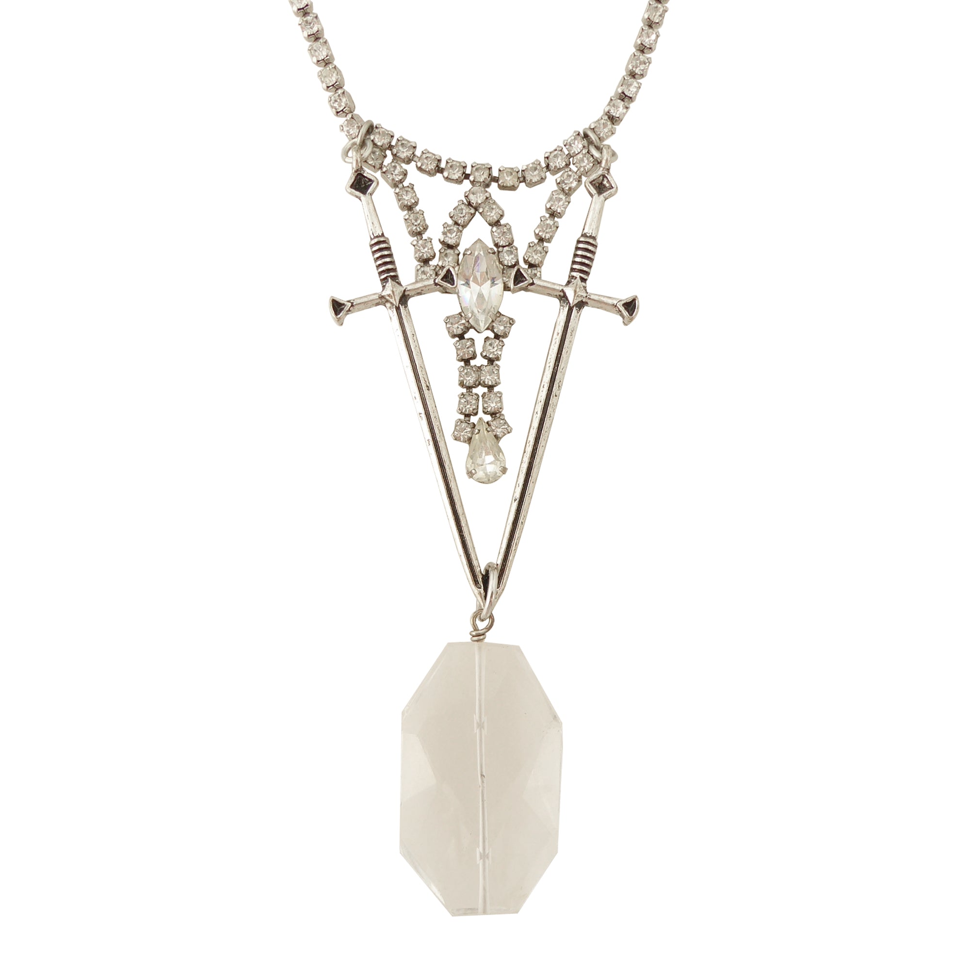 Dual sword quartz necklace by Jenny Dayco 1