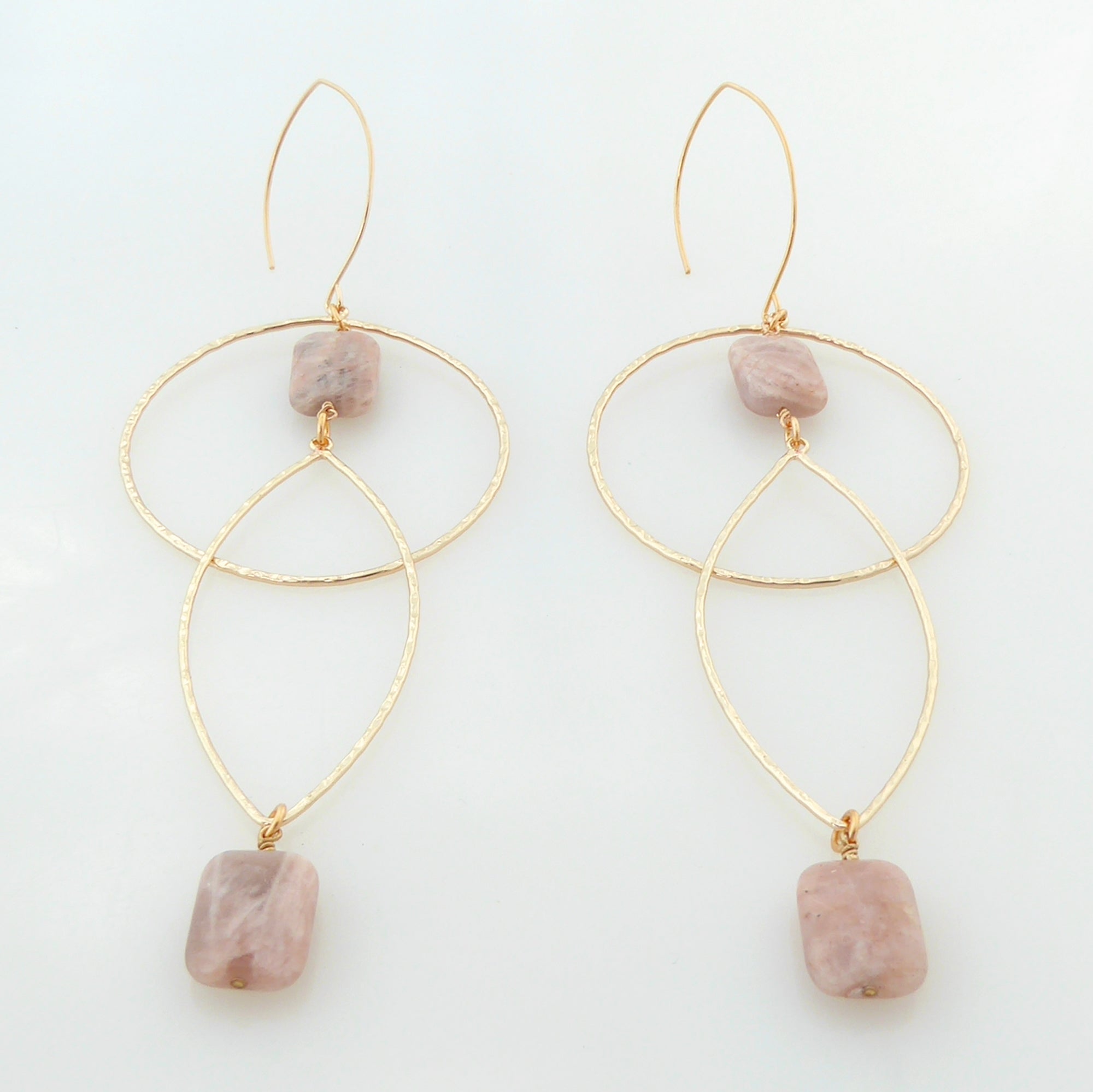 Geometric peach moonstone earrings by Jenny Dayco 3