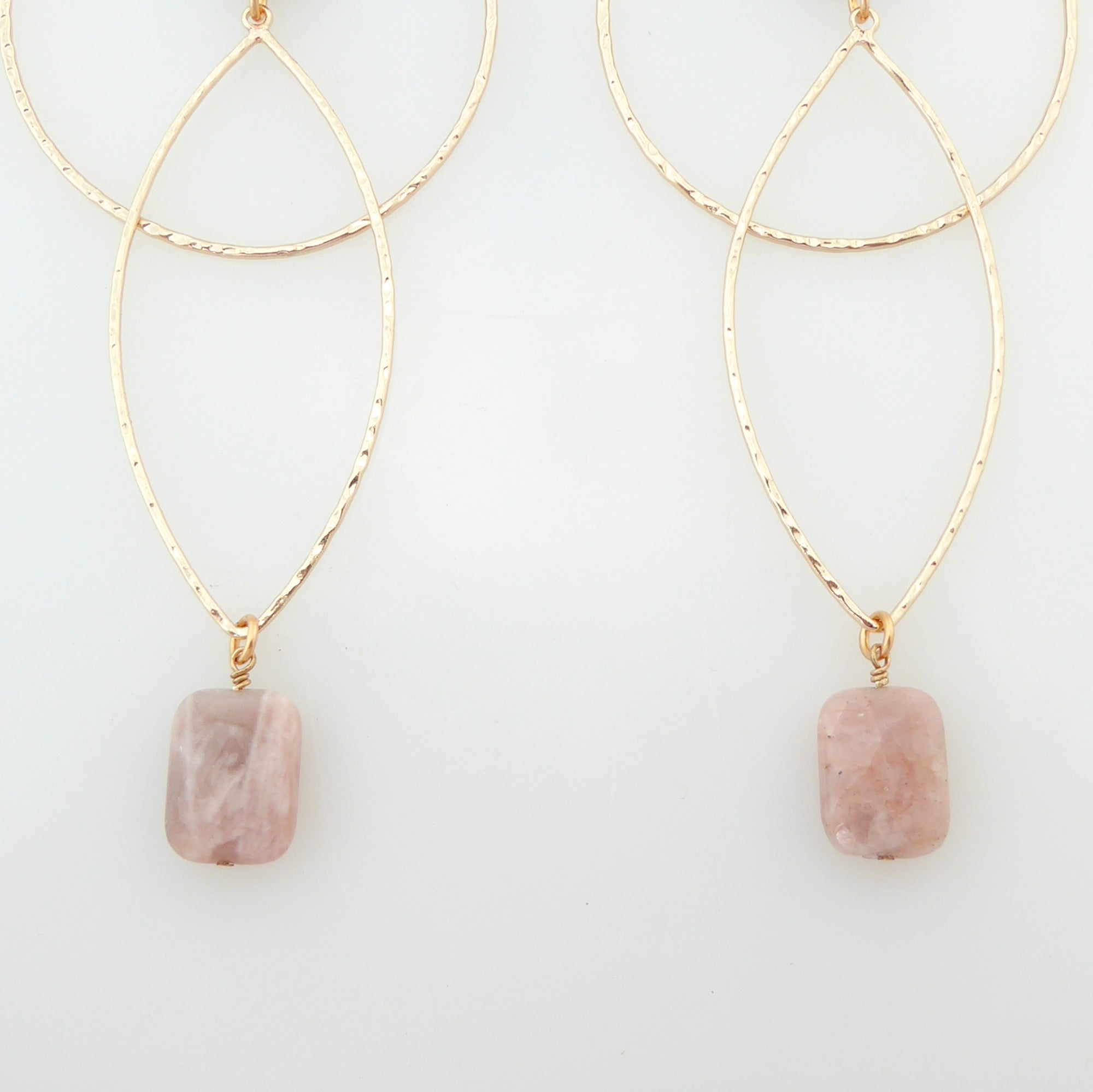 Geometric peach moonstone earrings by Jenny Dayco 4