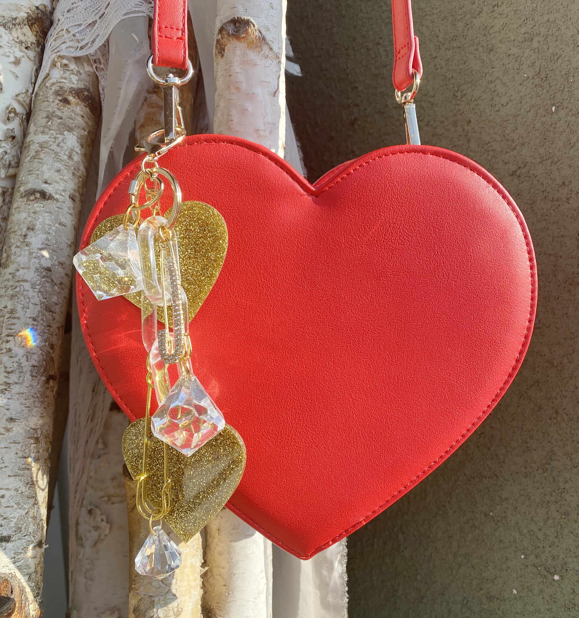 Gold glitter heart purse charm by Jenny Dayco 10