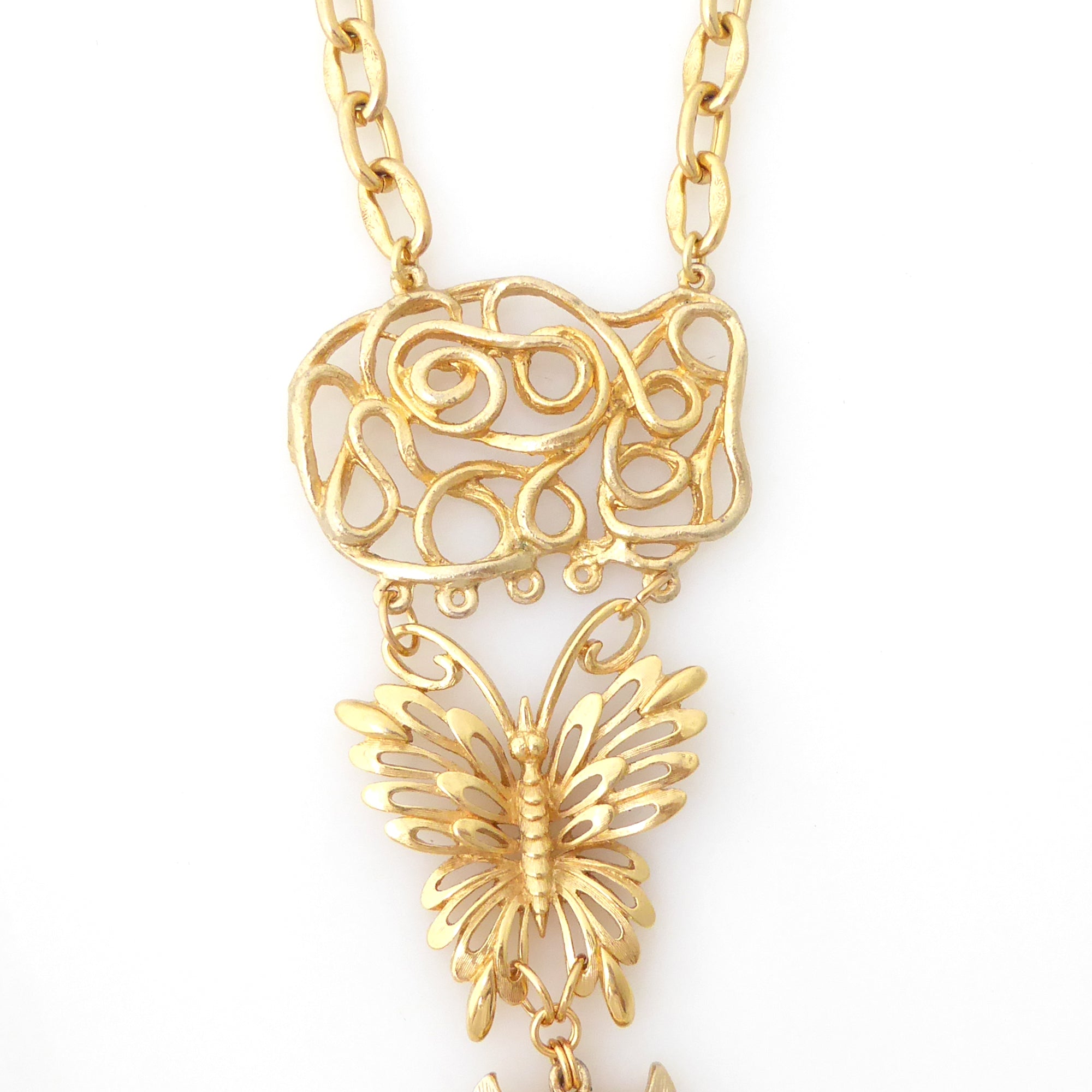 Gold butterfly and owl necklace by Jenny Dayco 5