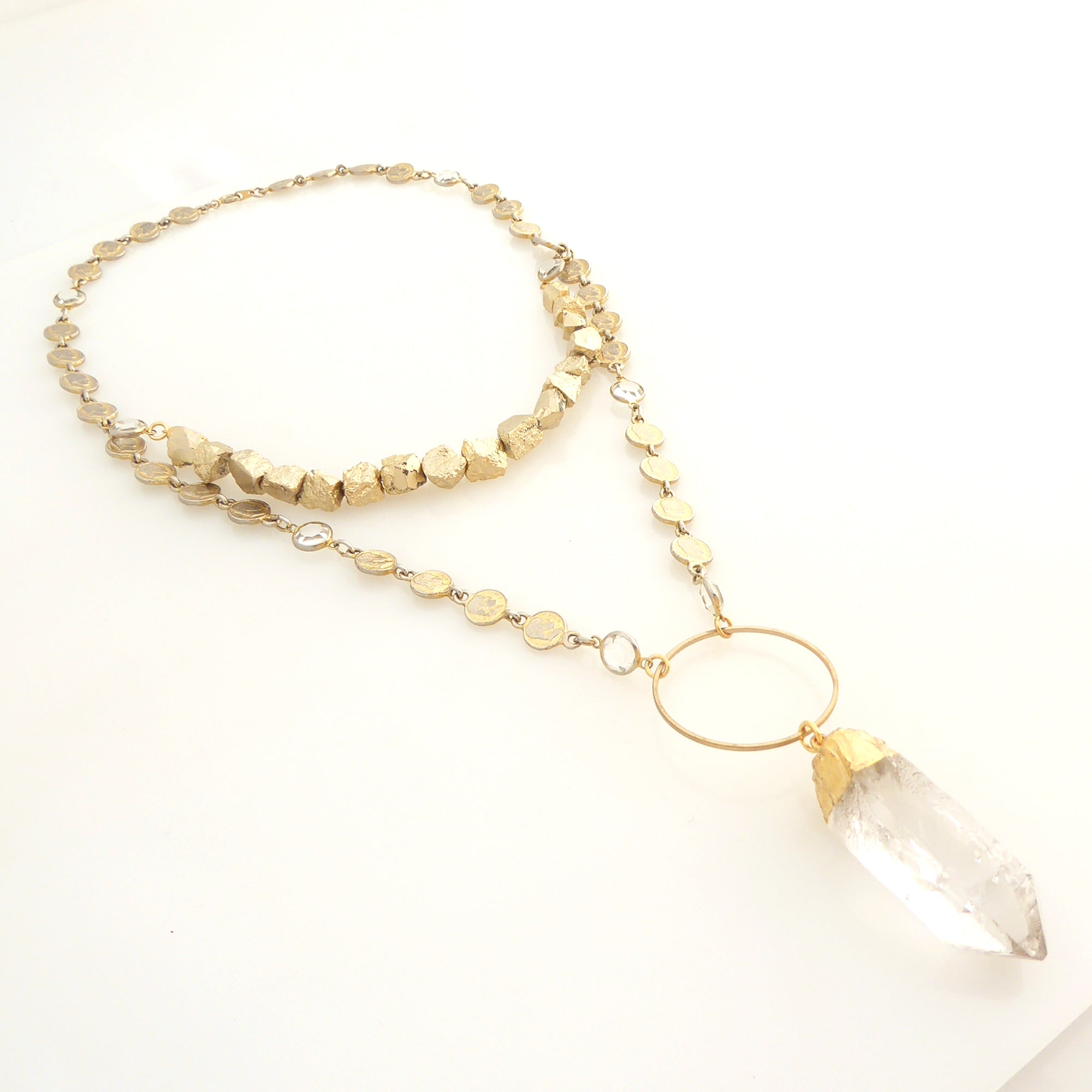 Gold coin and pyrite necklace by Jenny Dayco 2