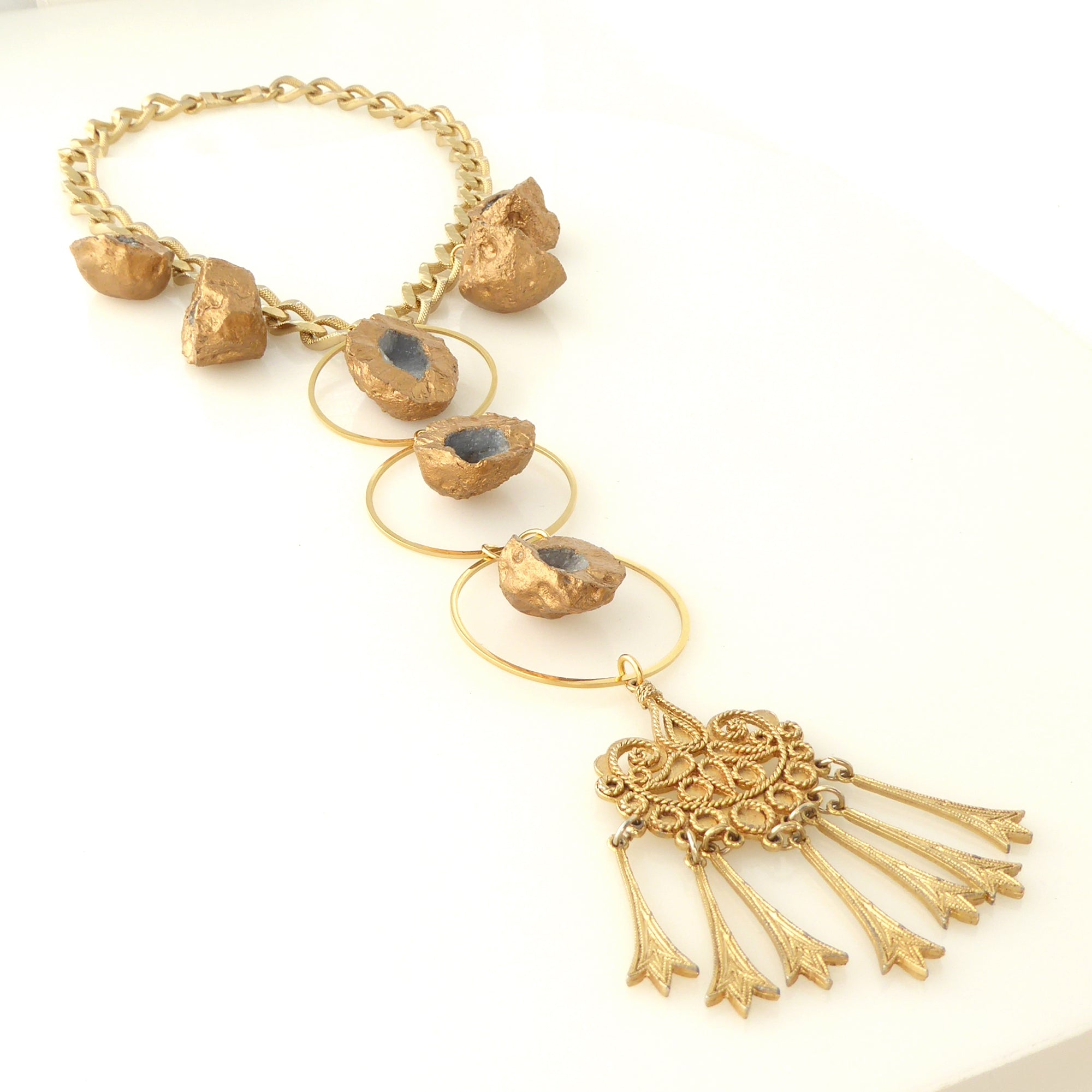 Gold druzy nugget necklace by Jenny Dayco 2