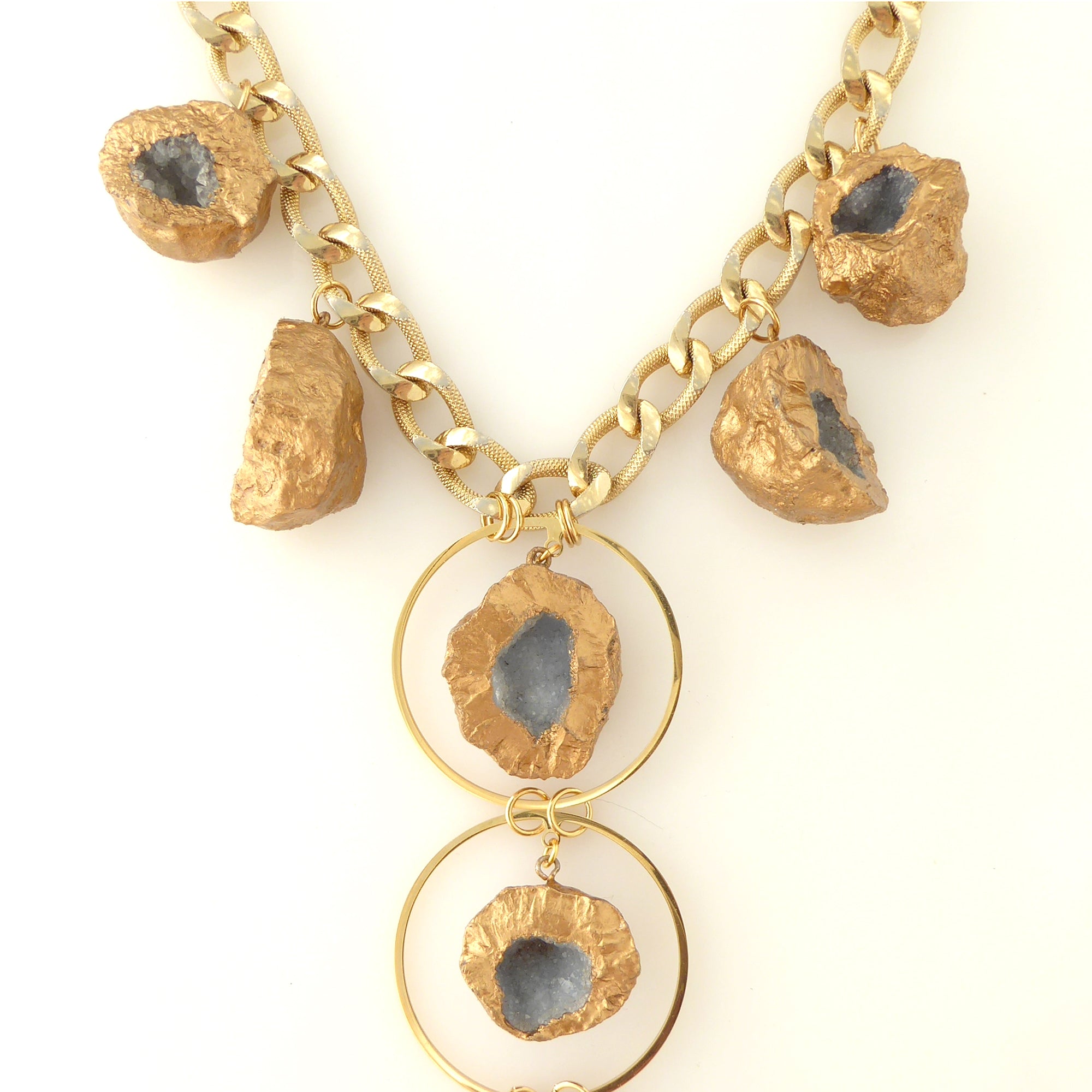 Gold druzy nugget necklace by Jenny Dayco 6