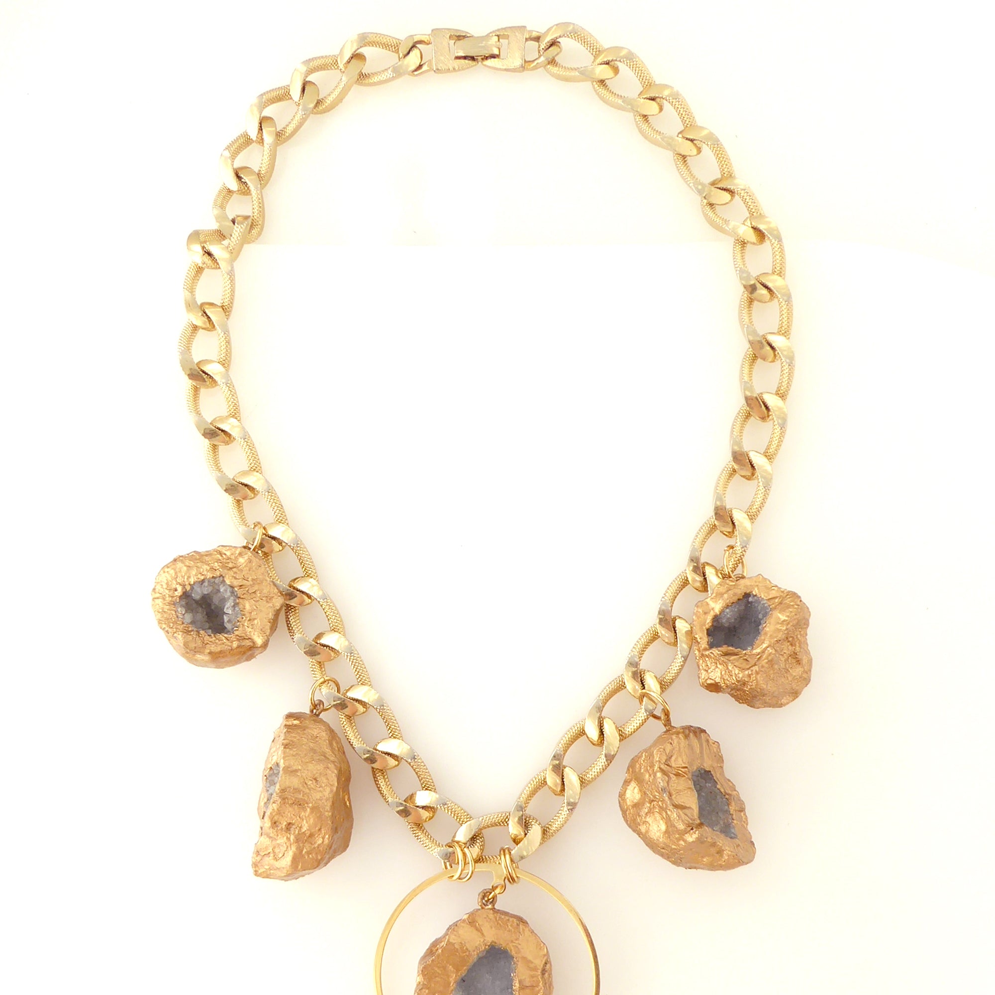 Gold druzy nugget necklace by Jenny Dayco 7