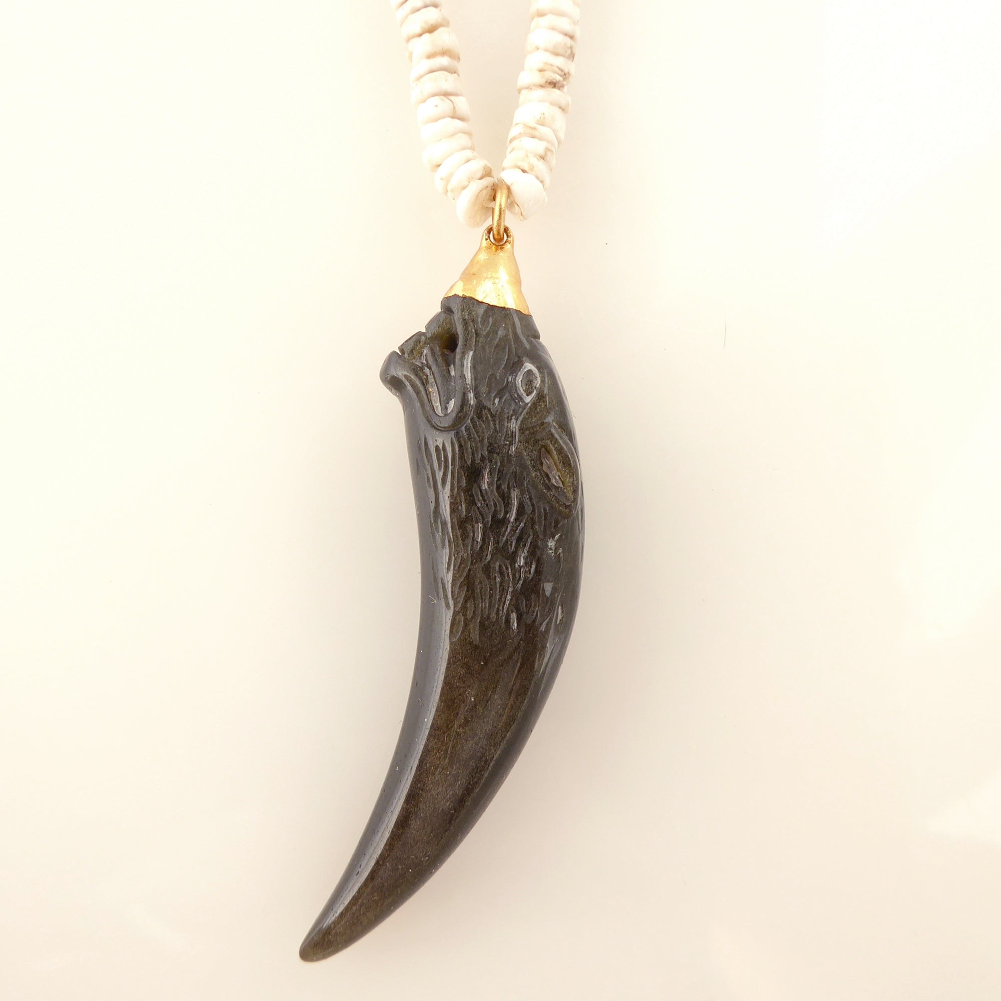 Golden obsidian wolf necklace by Jenny Dayco 4