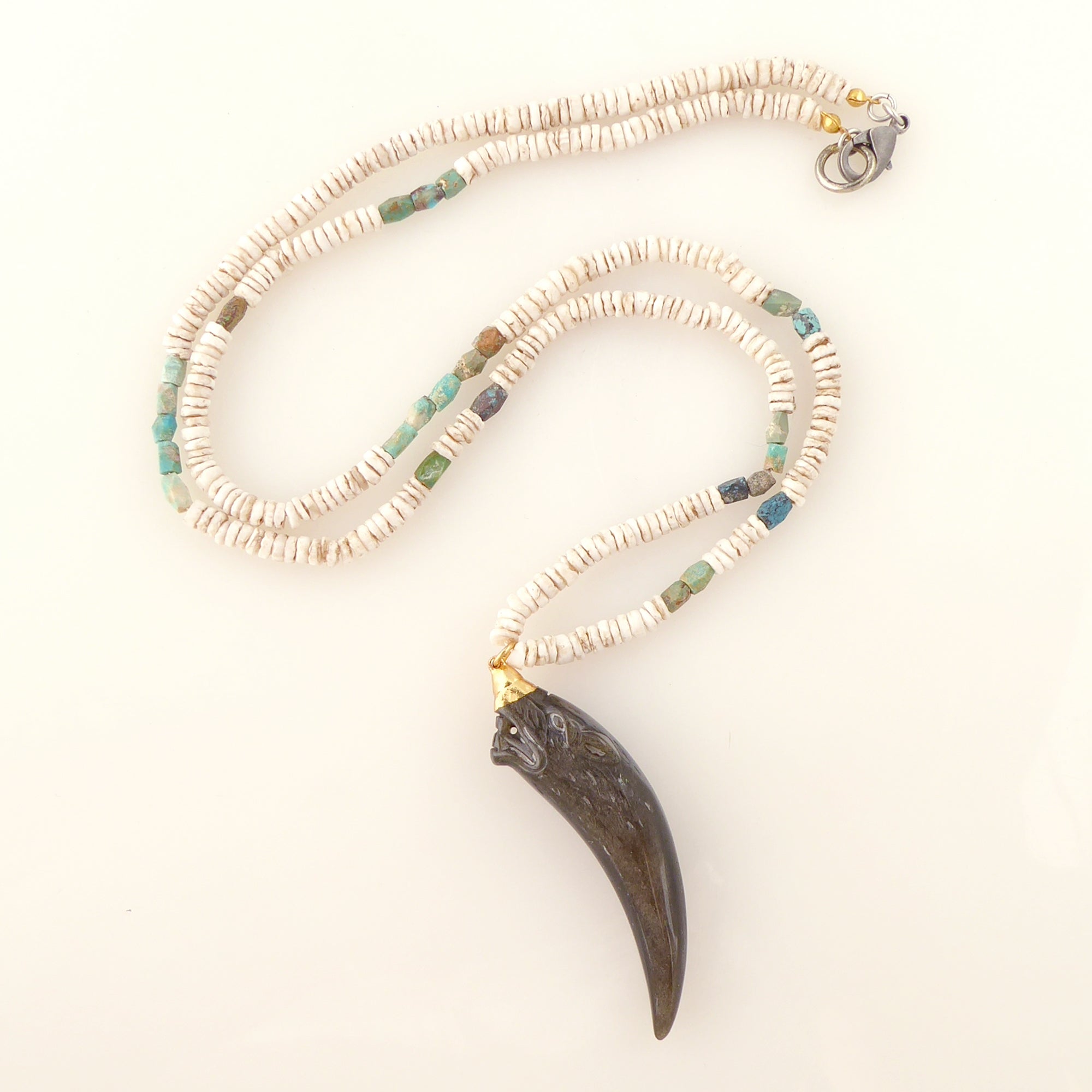 Golden obsidian wolf necklace by Jenny Dayco 5