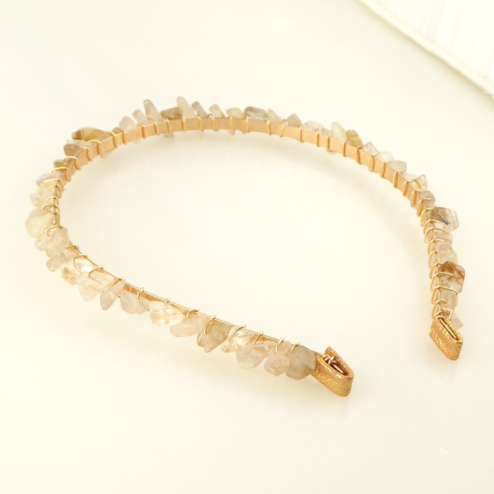 Golden rutilated quartz headband by Jenny Dayco 2