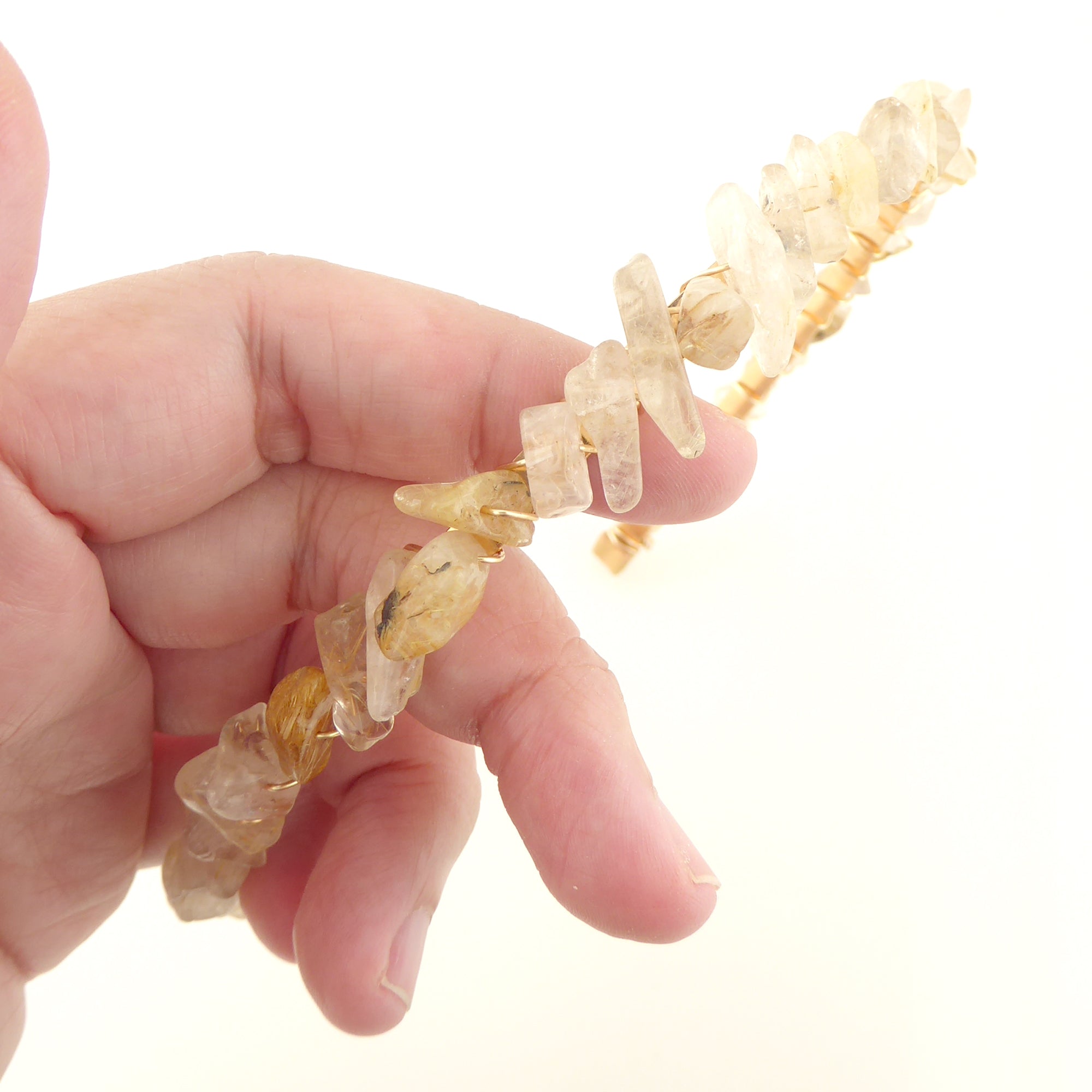 Golden rutilated quartz headband by Jenny Dayco 7