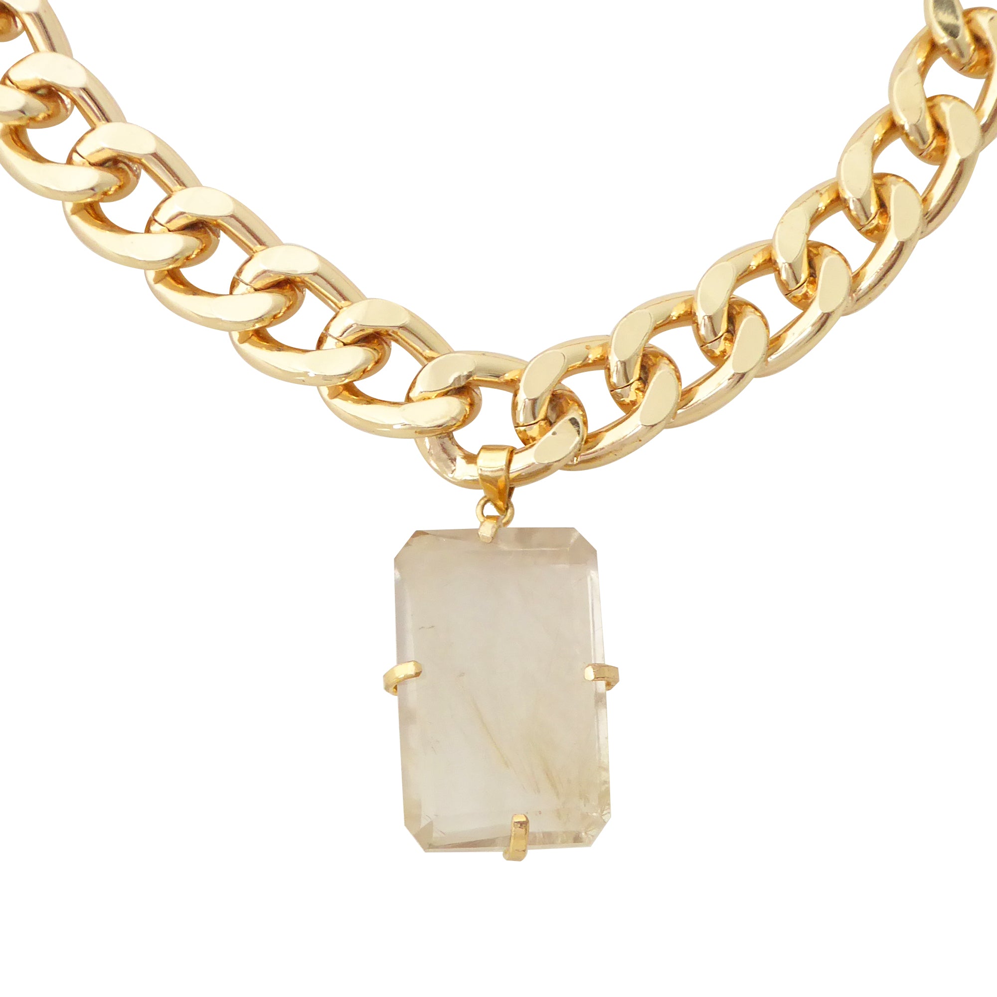 Golden rutilated quartz pendant necklace by Jenny Dayco 1
