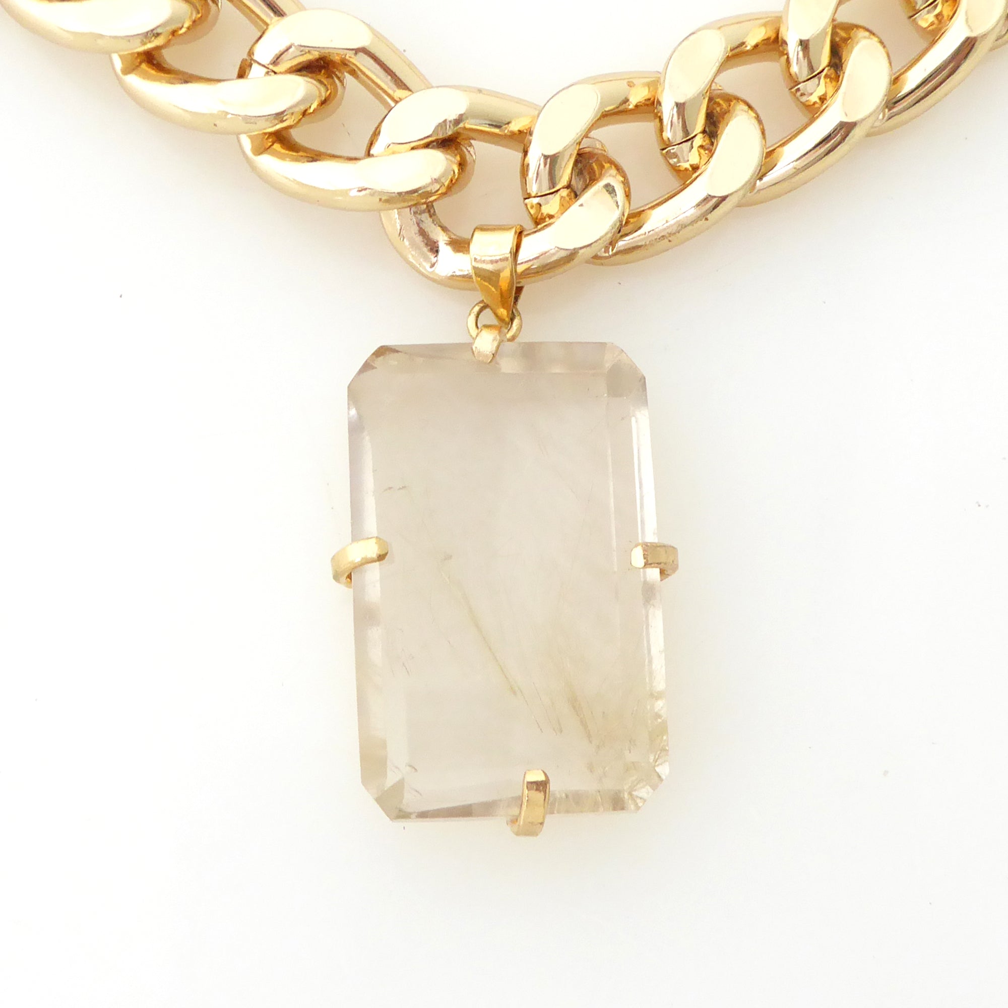 Golden rutilated quartz pendant necklace by Jenny Dayco 4