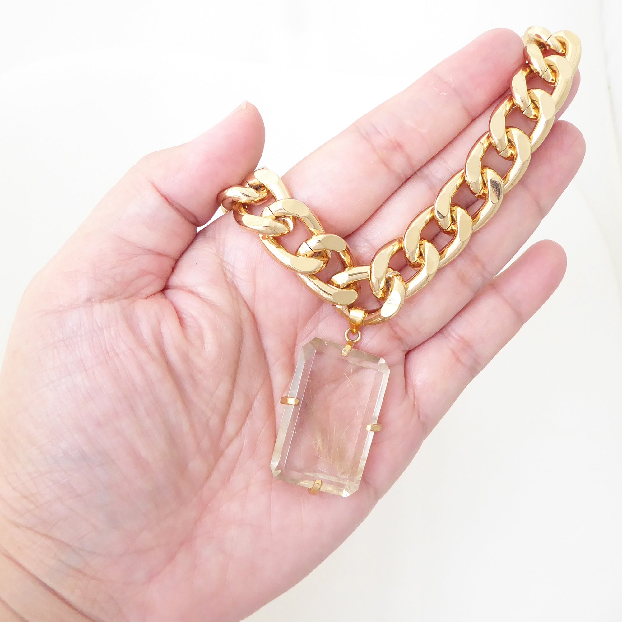 Golden rutilated quartz pendant necklace by Jenny Dayco 6