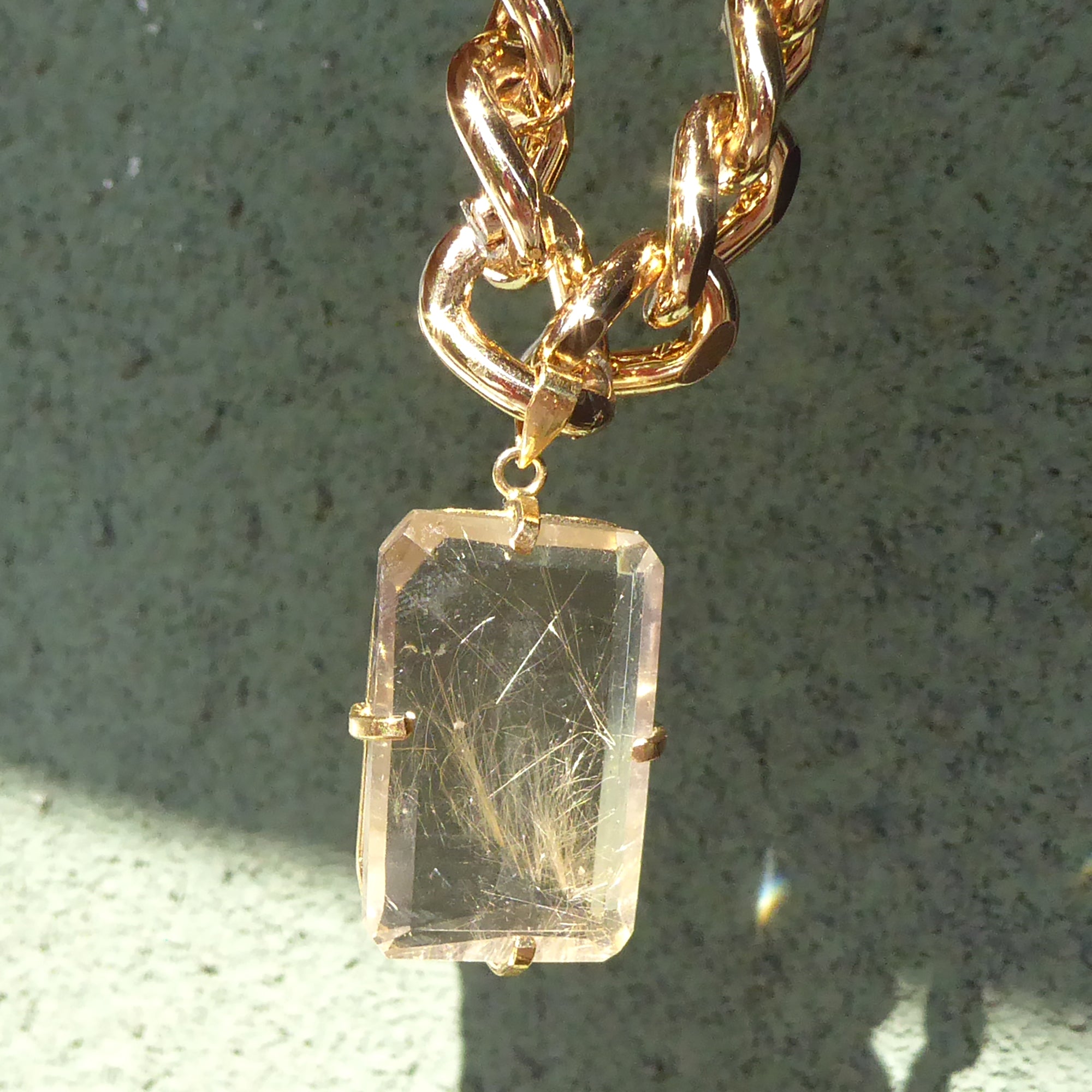 Golden rutilated quartz pendant necklace by Jenny Dayco 7