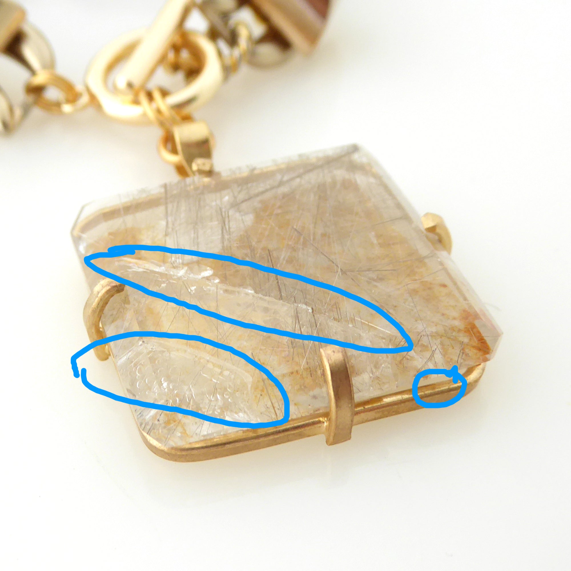 Golden rutilated quartz square bracelet