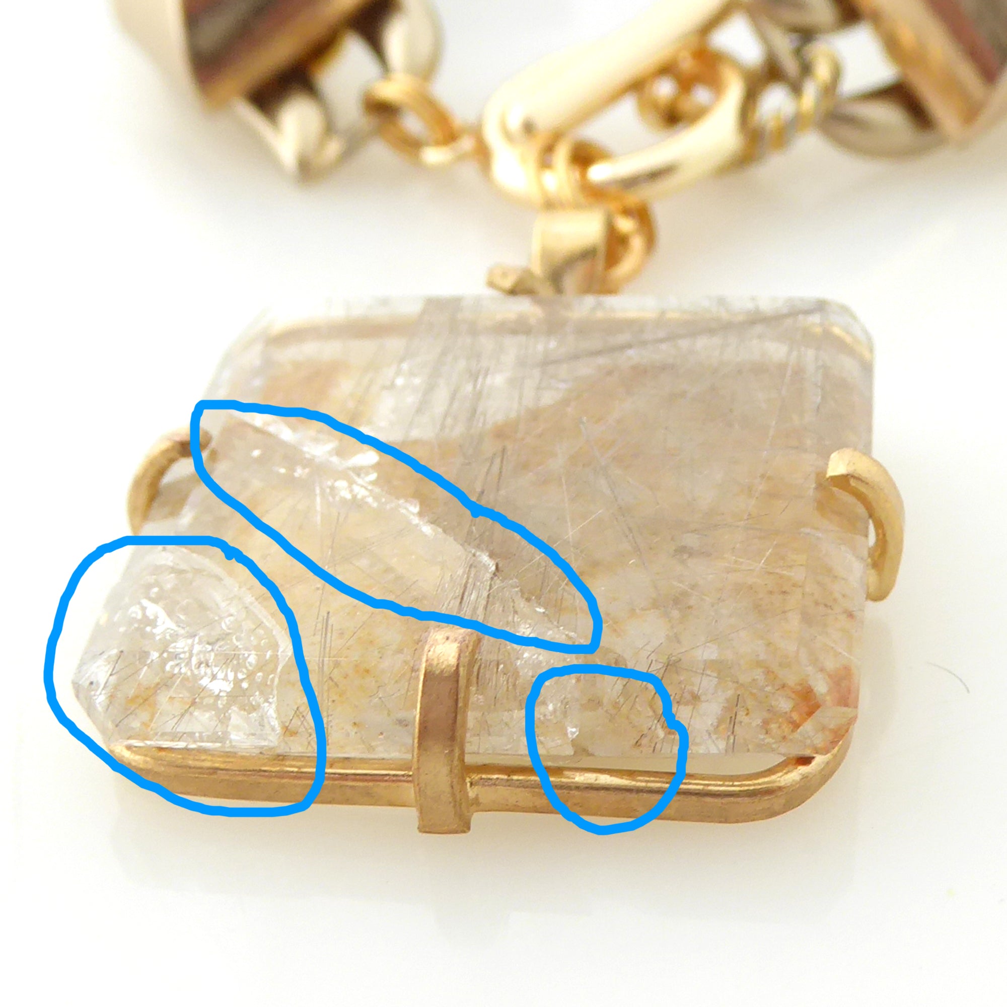 Golden rutilated quartz square bracelet