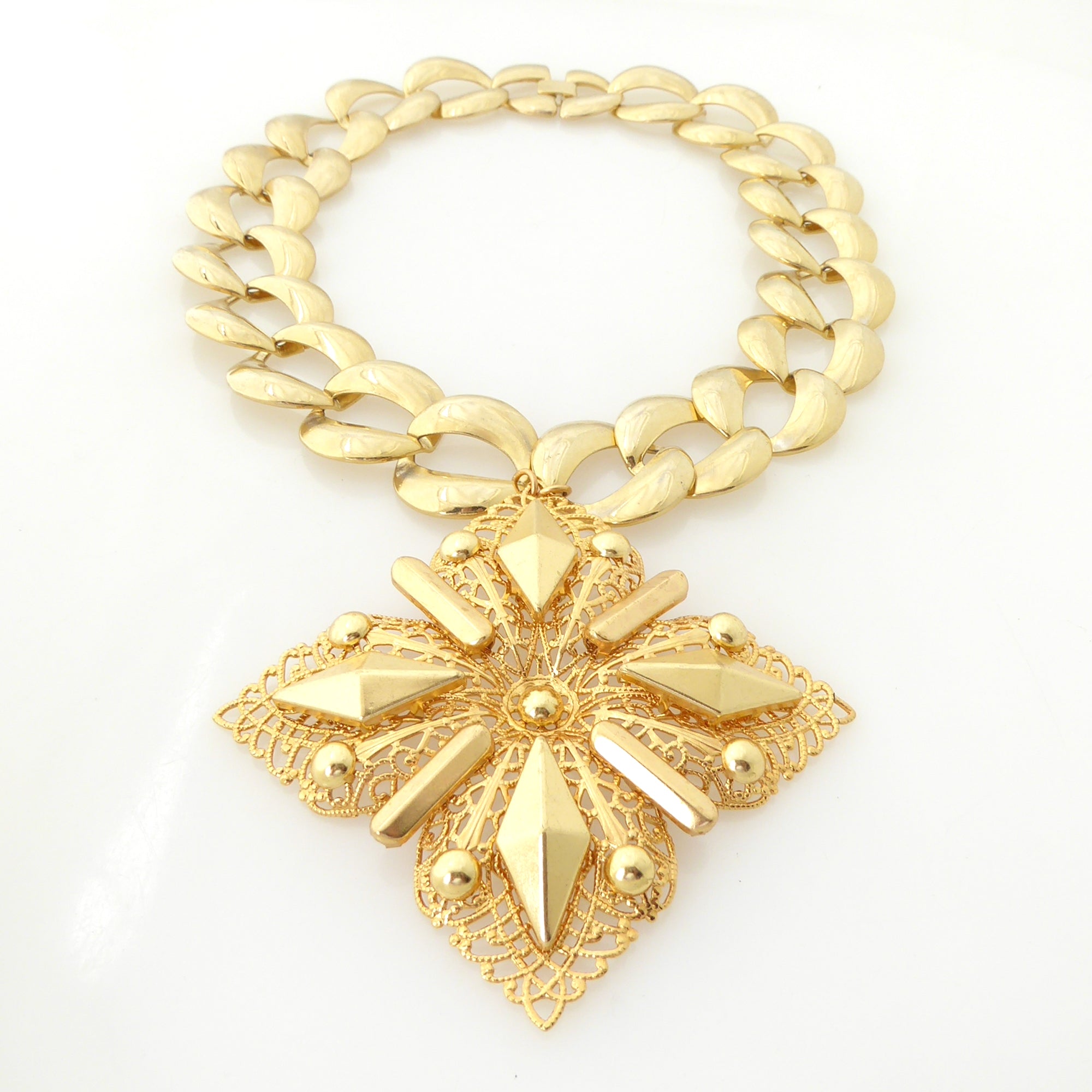 Gold medieval cross necklace by Jenny Dayco 3