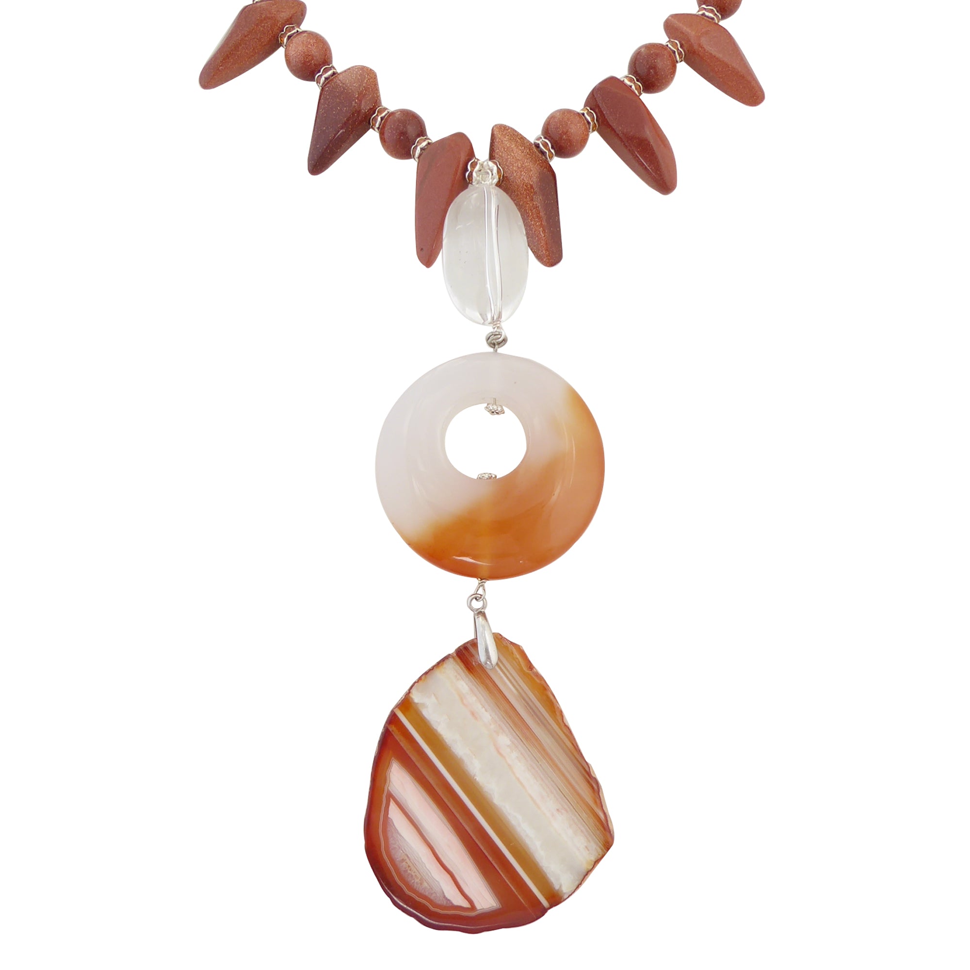 Goldstone and agate pendant necklace by Jenny Dayco 1