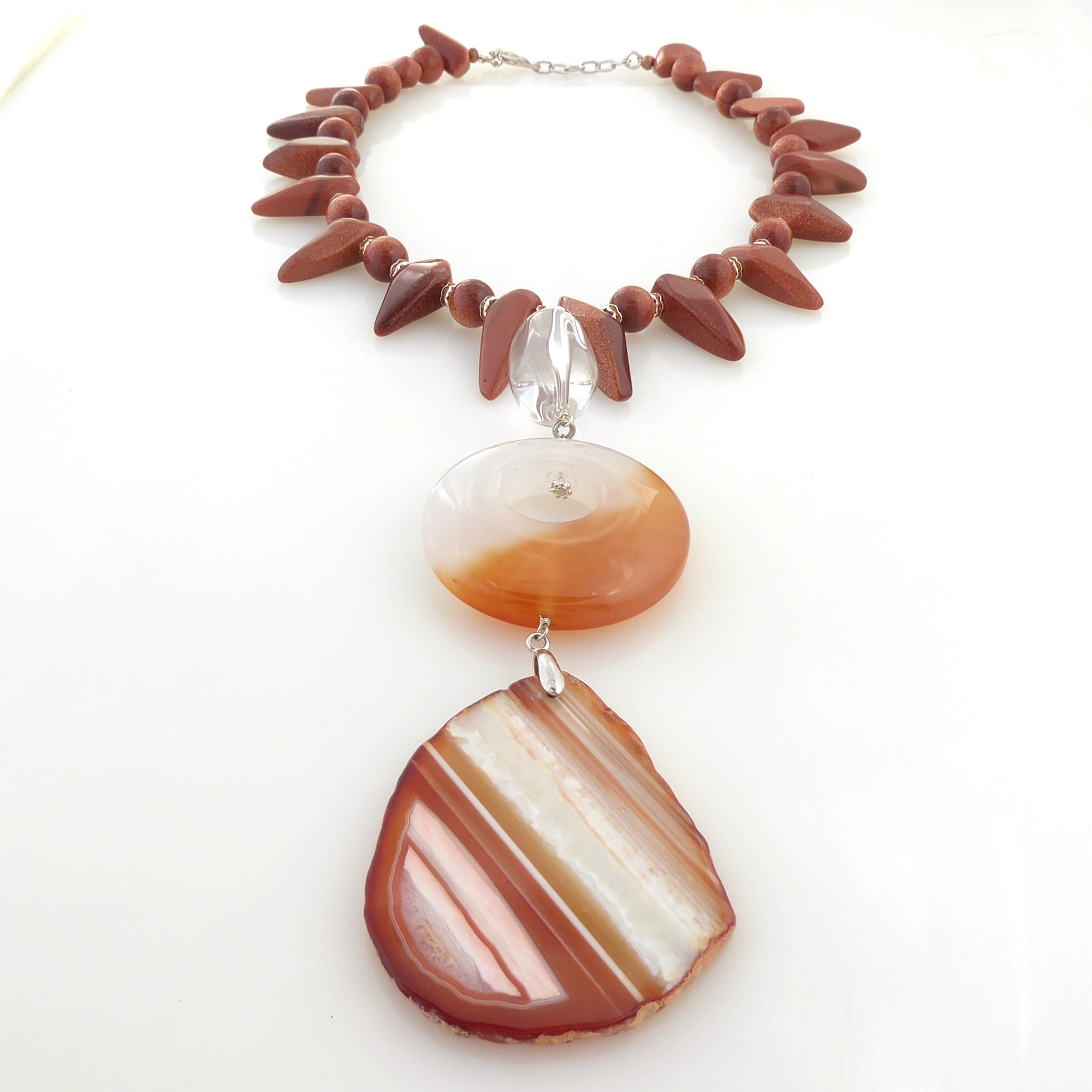 Goldstone and agate pendant necklace by Jenny Dayco 3