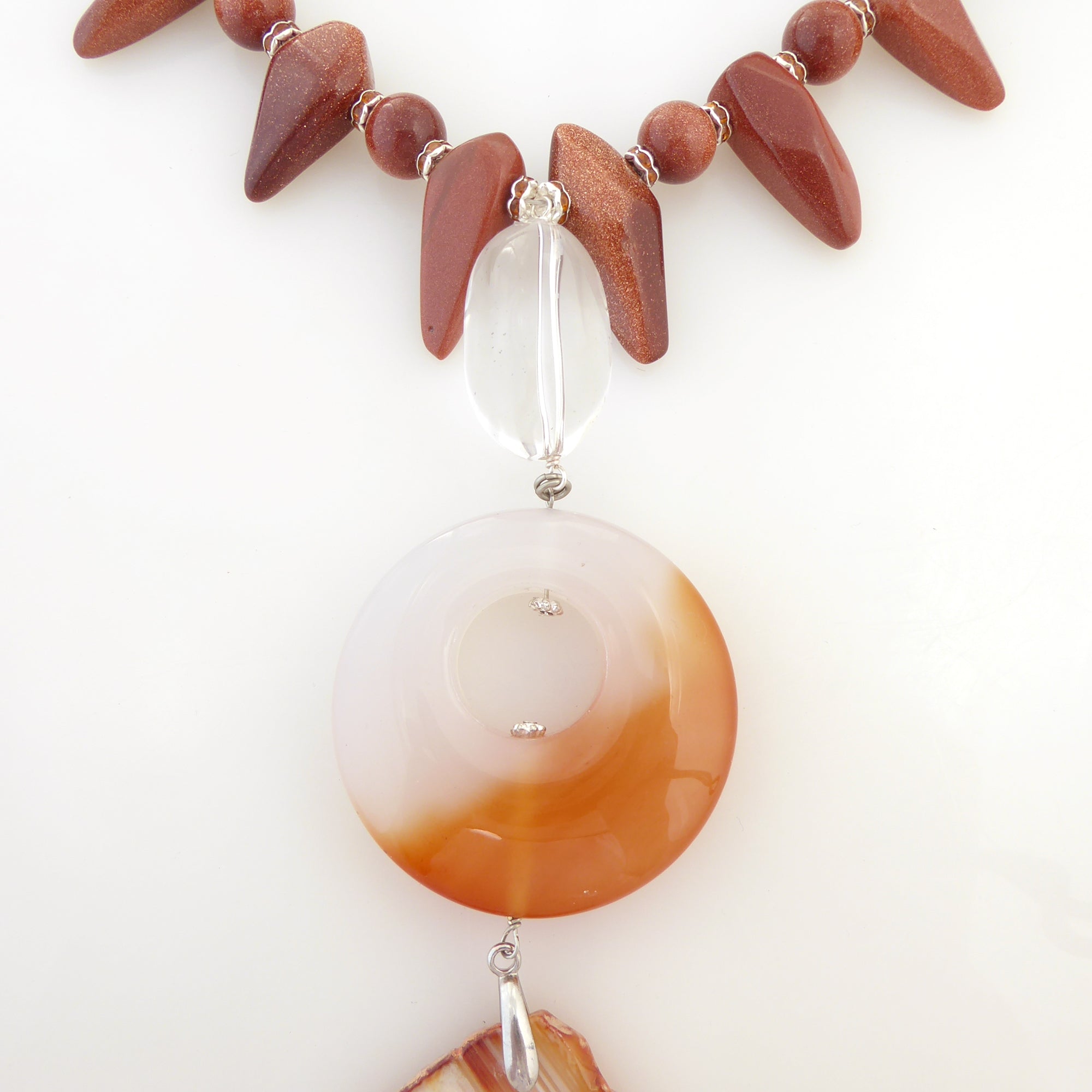 Goldstone and agate pendant necklace by Jenny Dayco 5