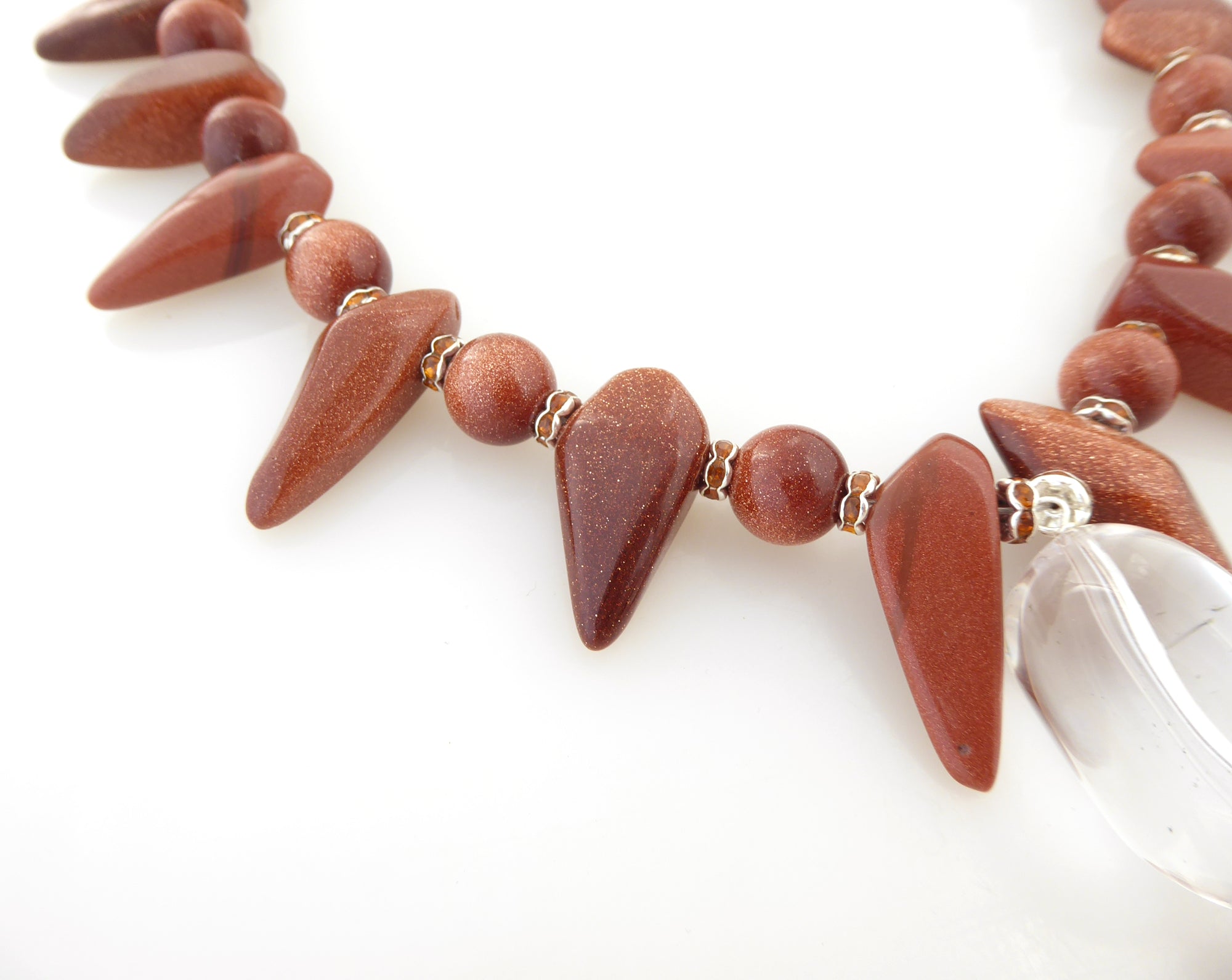 Goldstone and agate pendant necklace by Jenny Dayco 6