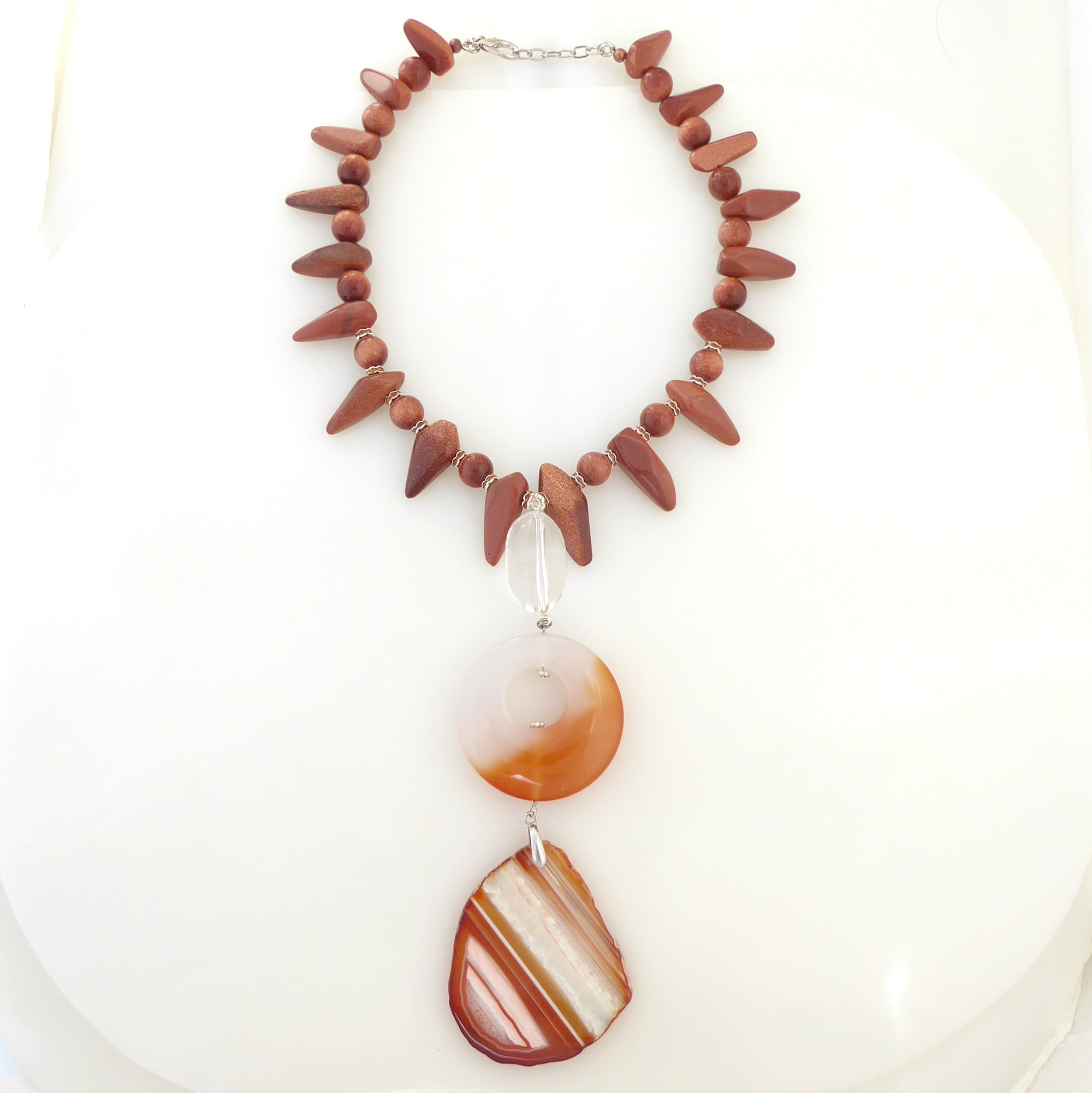 Goldstone and agate pendant necklace by Jenny Dayco 7