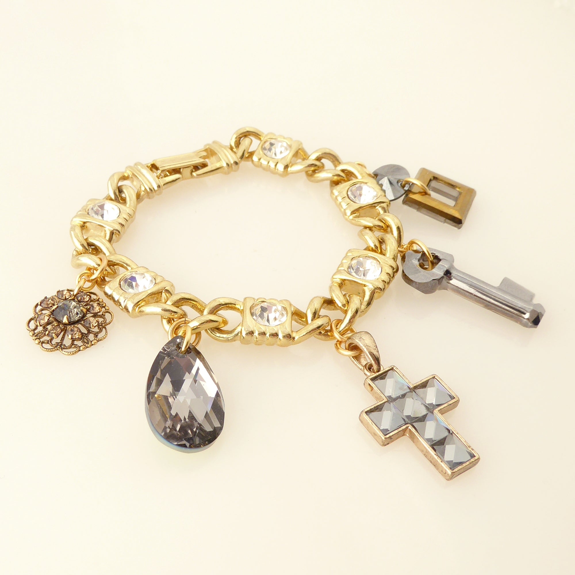 Gray crystal charm bracelet by Jenny Dayco 2