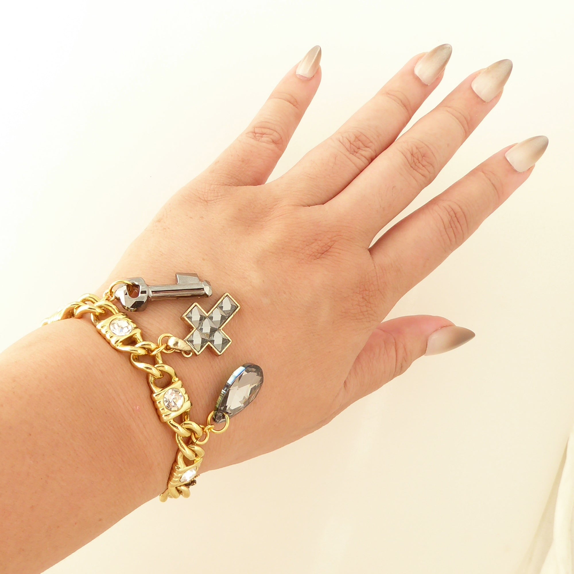Gray crystal charm bracelet by Jenny Dayco 4