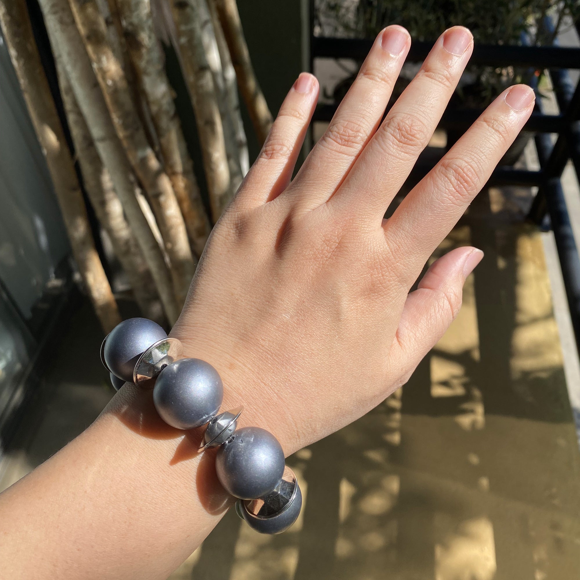 Gray kimoyo bead bracelet by Jenny Dayco 5