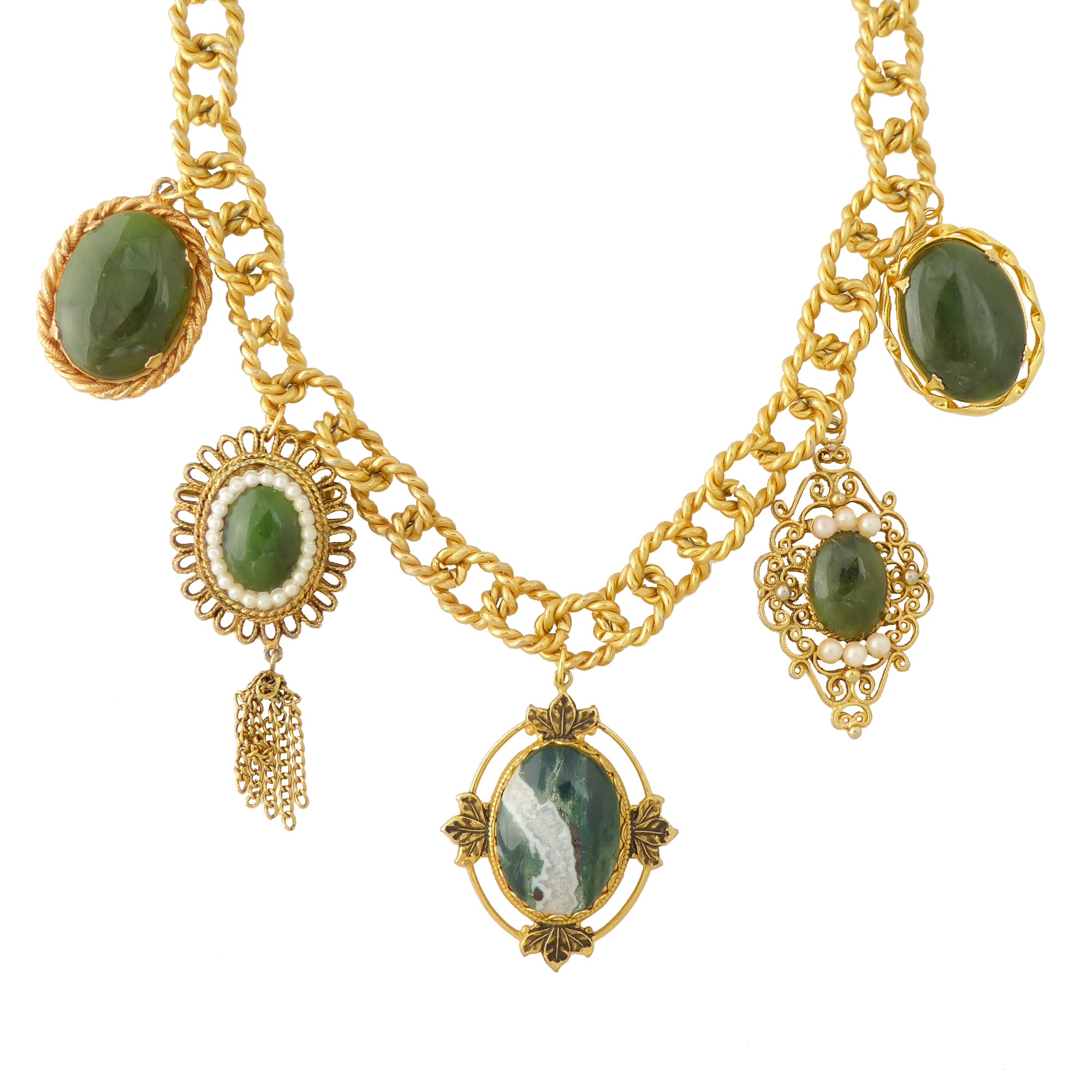 Green aventurine vintage necklace by Jenny Dayco 1