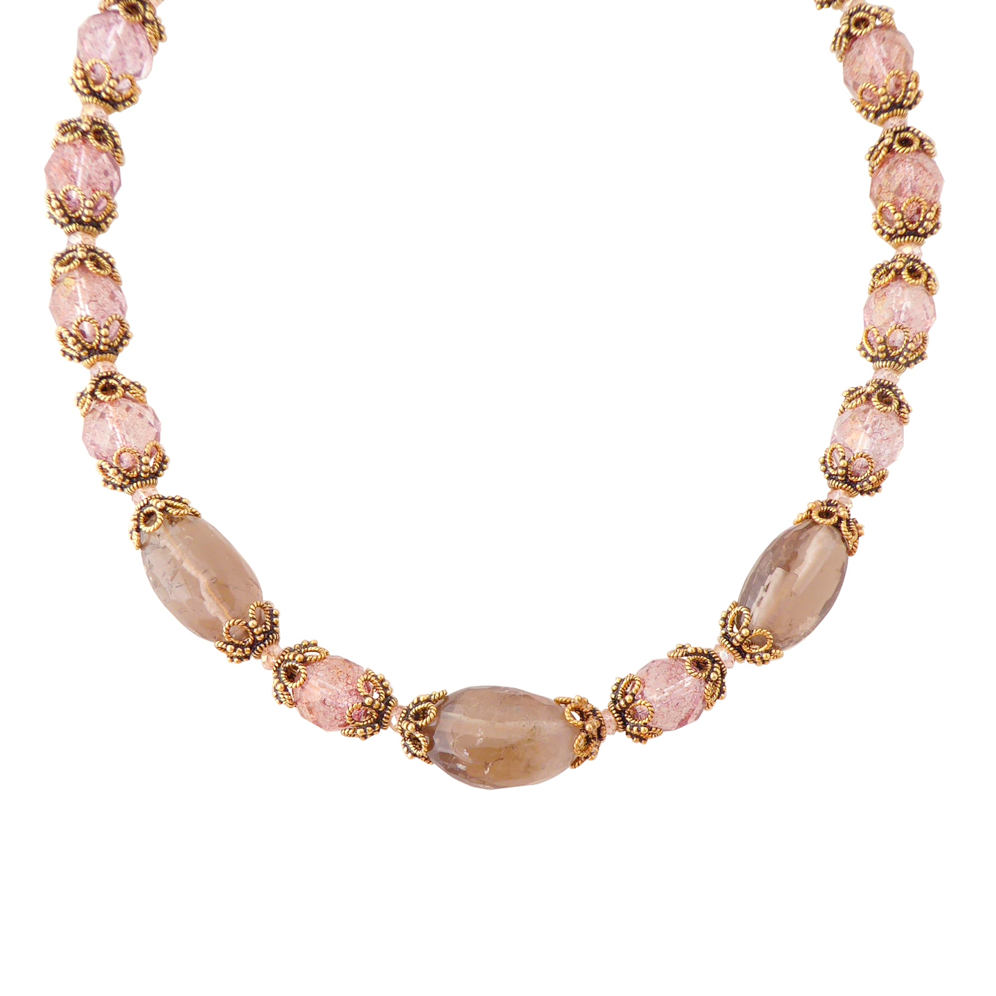 Greige quartz rococo necklace by Jenny Dayco 1