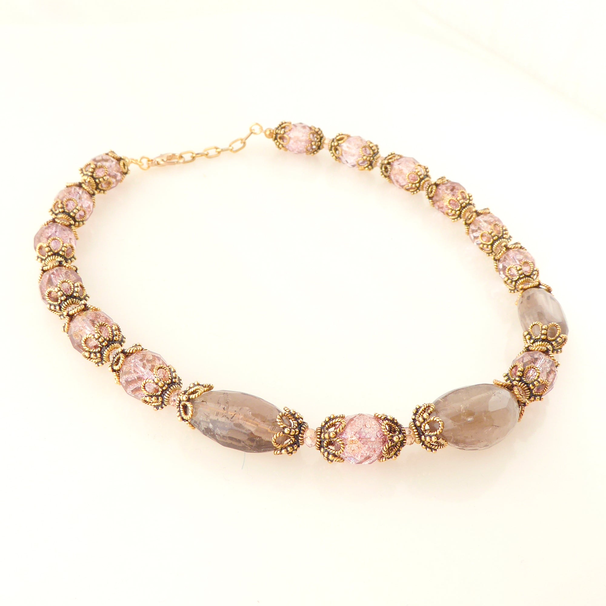 Greige quartz rococo necklace by Jenny Dayco 2