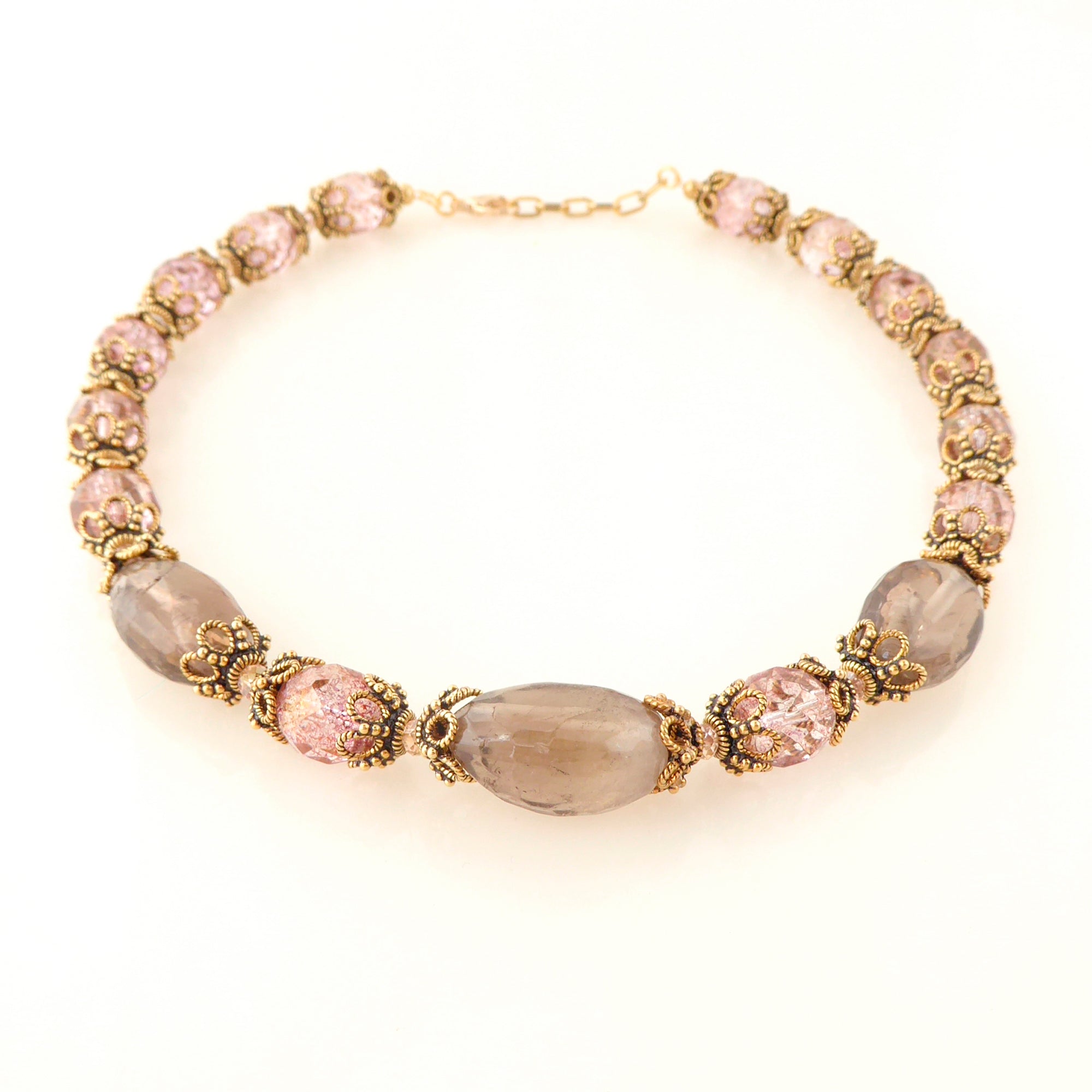 Greige quartz rococo necklace by Jenny Dayco 3