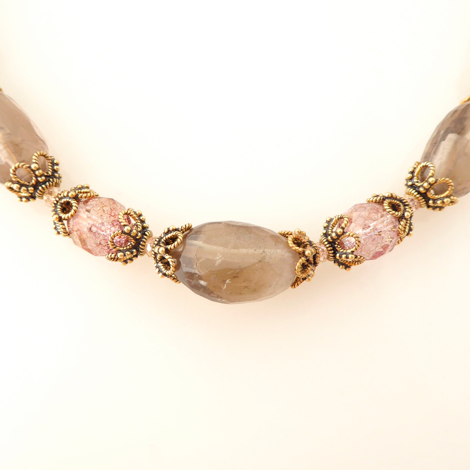 Greige quartz rococo necklace by Jenny Dayco 4