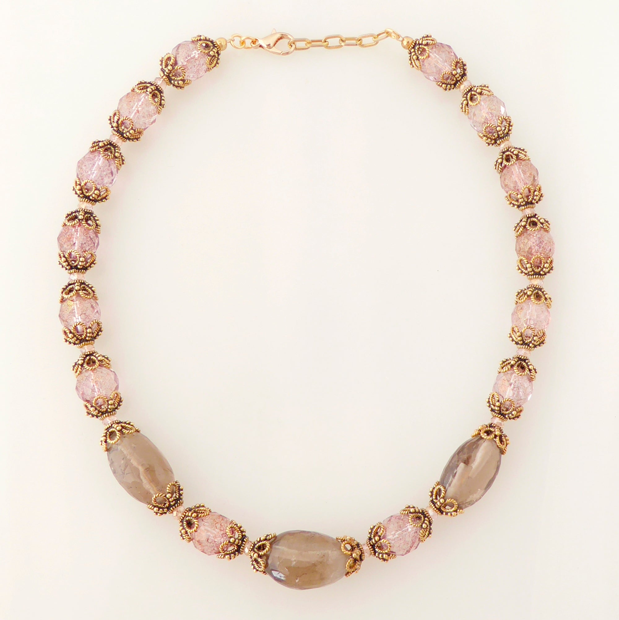 Greige quartz rococo necklace by Jenny Dayco 6