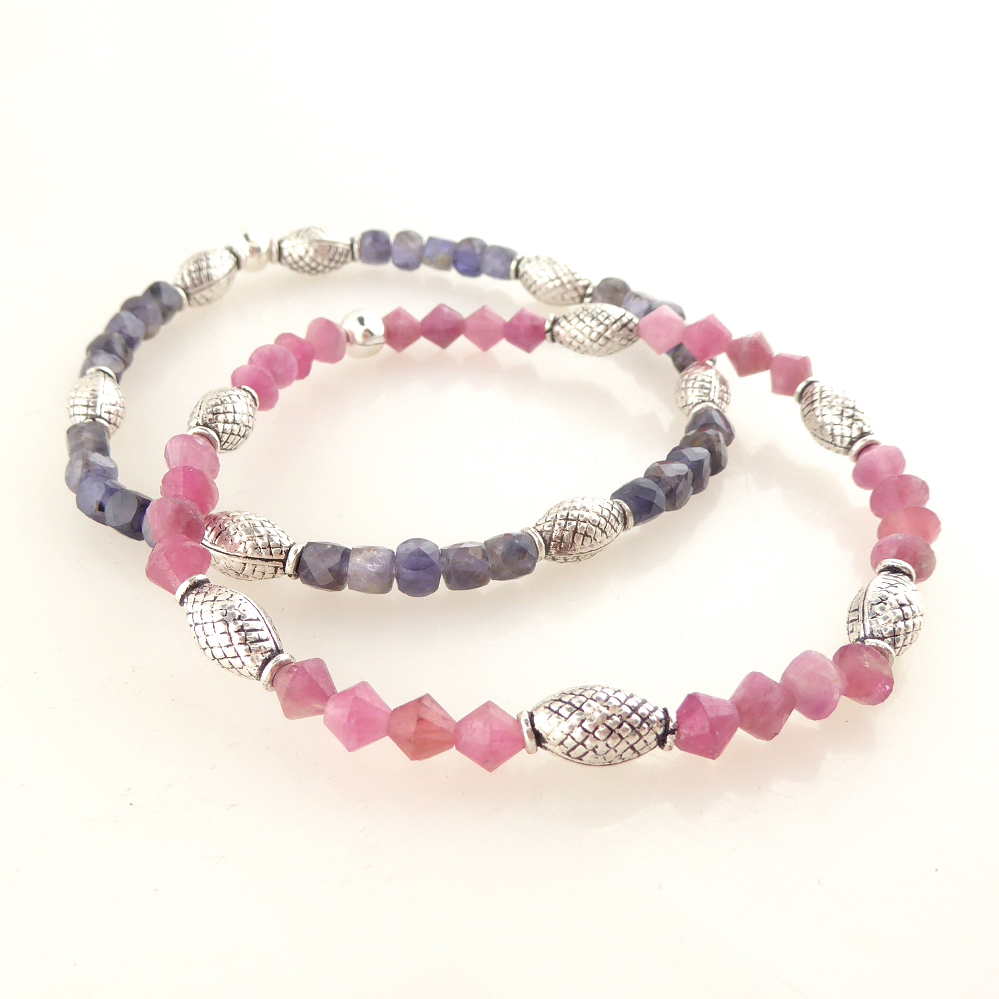 Iolite and pink tourmaline bracelet set by Jenny Dayco 2