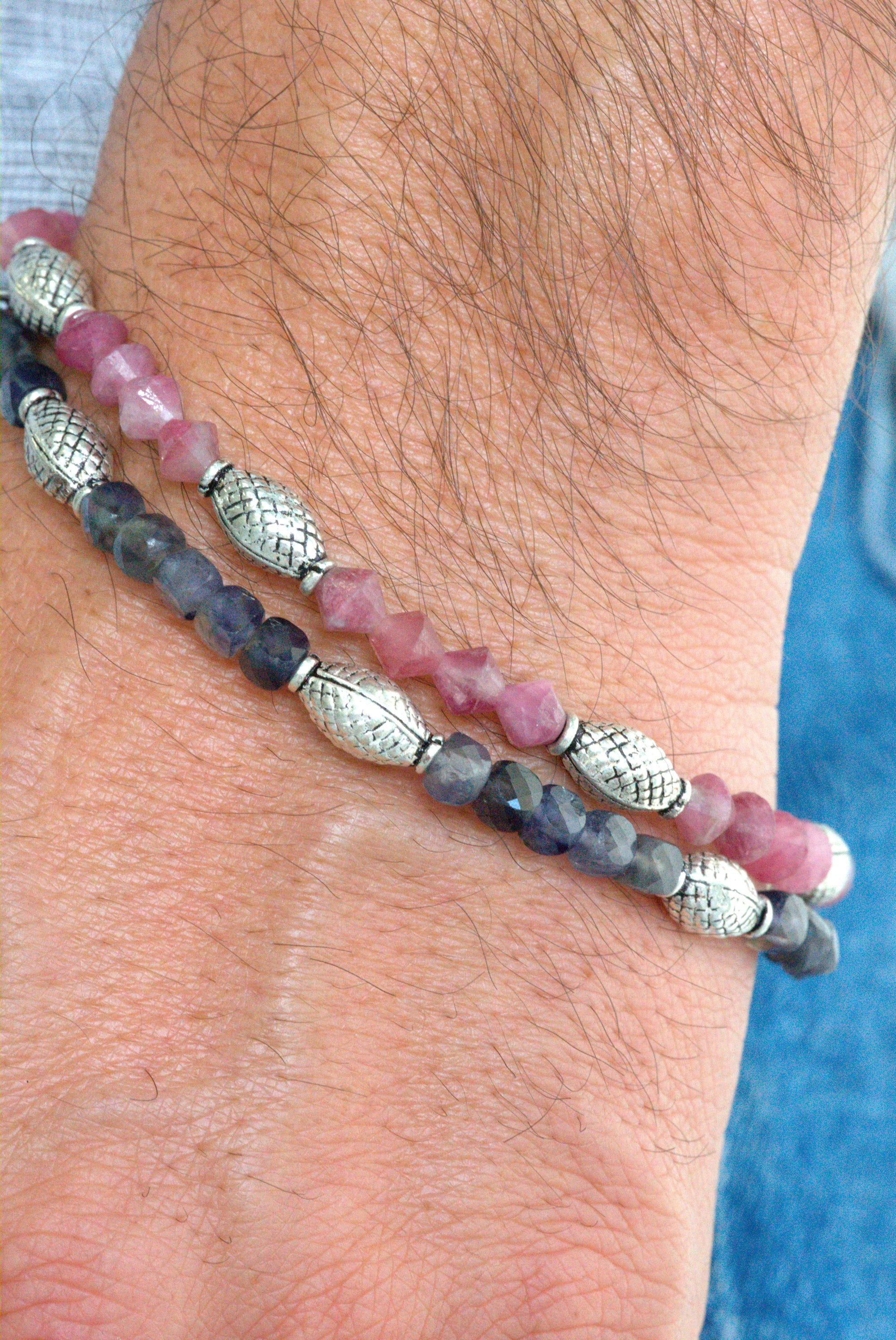 Iolite and pink tourmaline bracelet set by Jenny Dayco 9