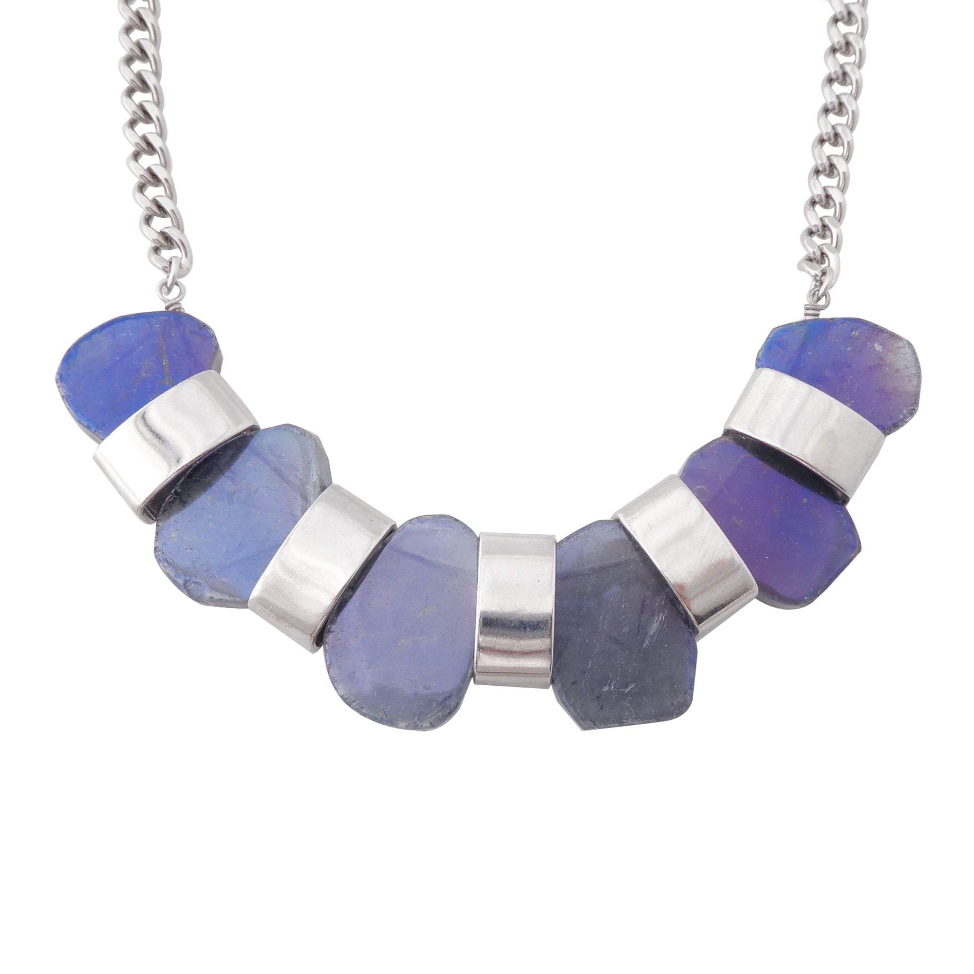 Iridescent blue agate necklace by Jenny Dayco 1