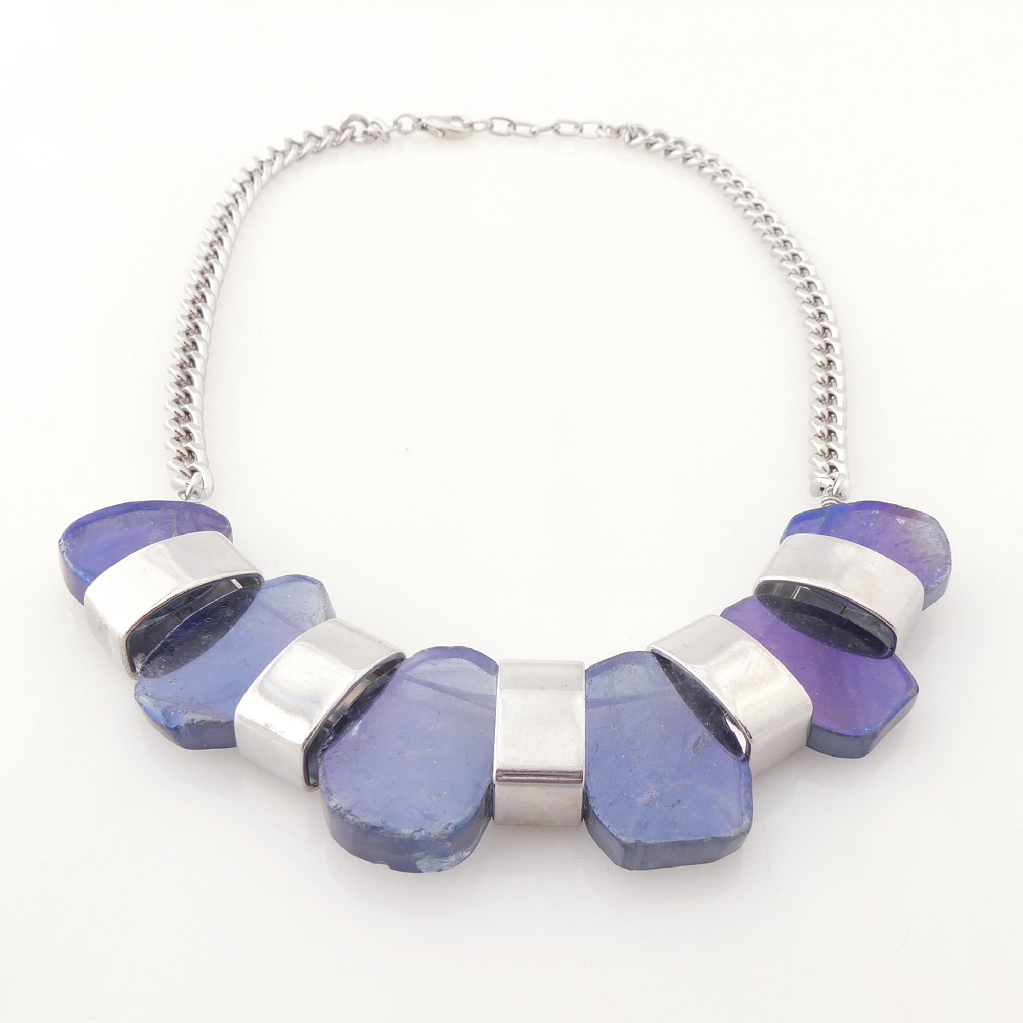 Iridescent blue agate necklace by Jenny Dayco 3