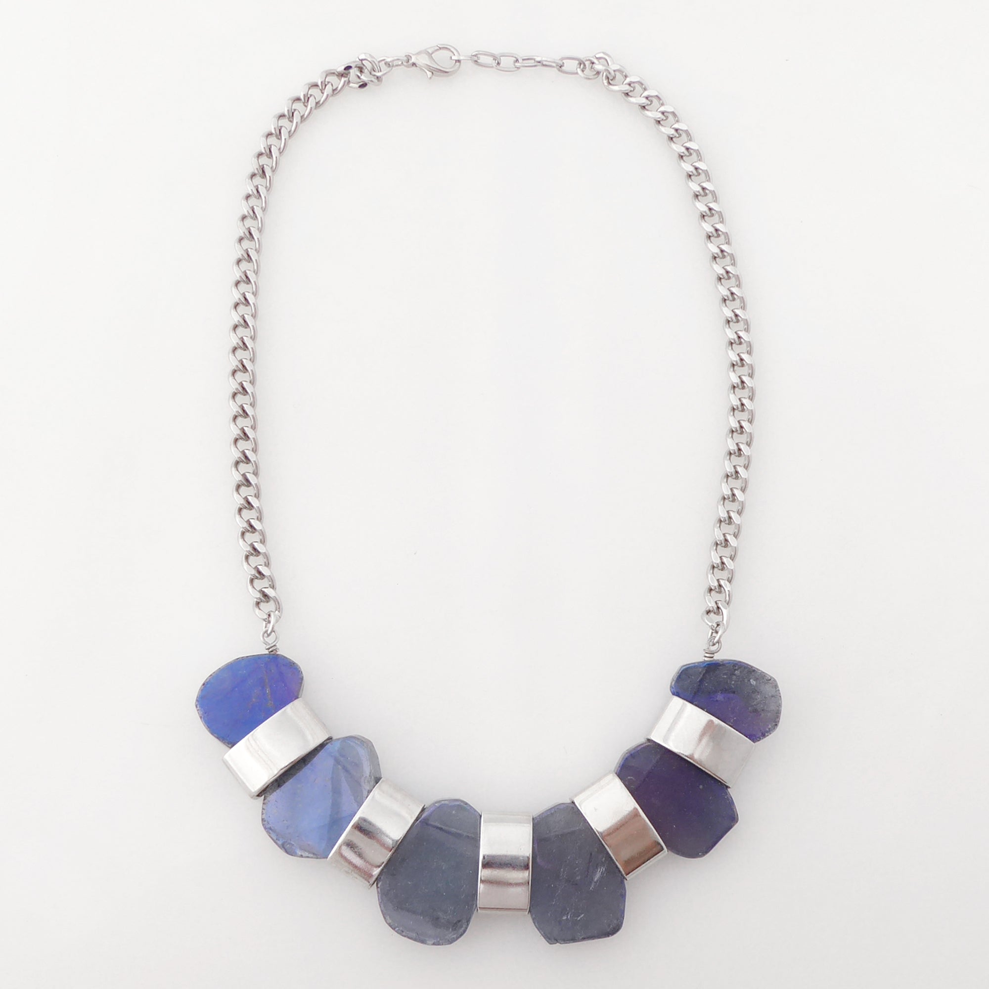 Iridescent blue agate necklace by Jenny Dayco 4