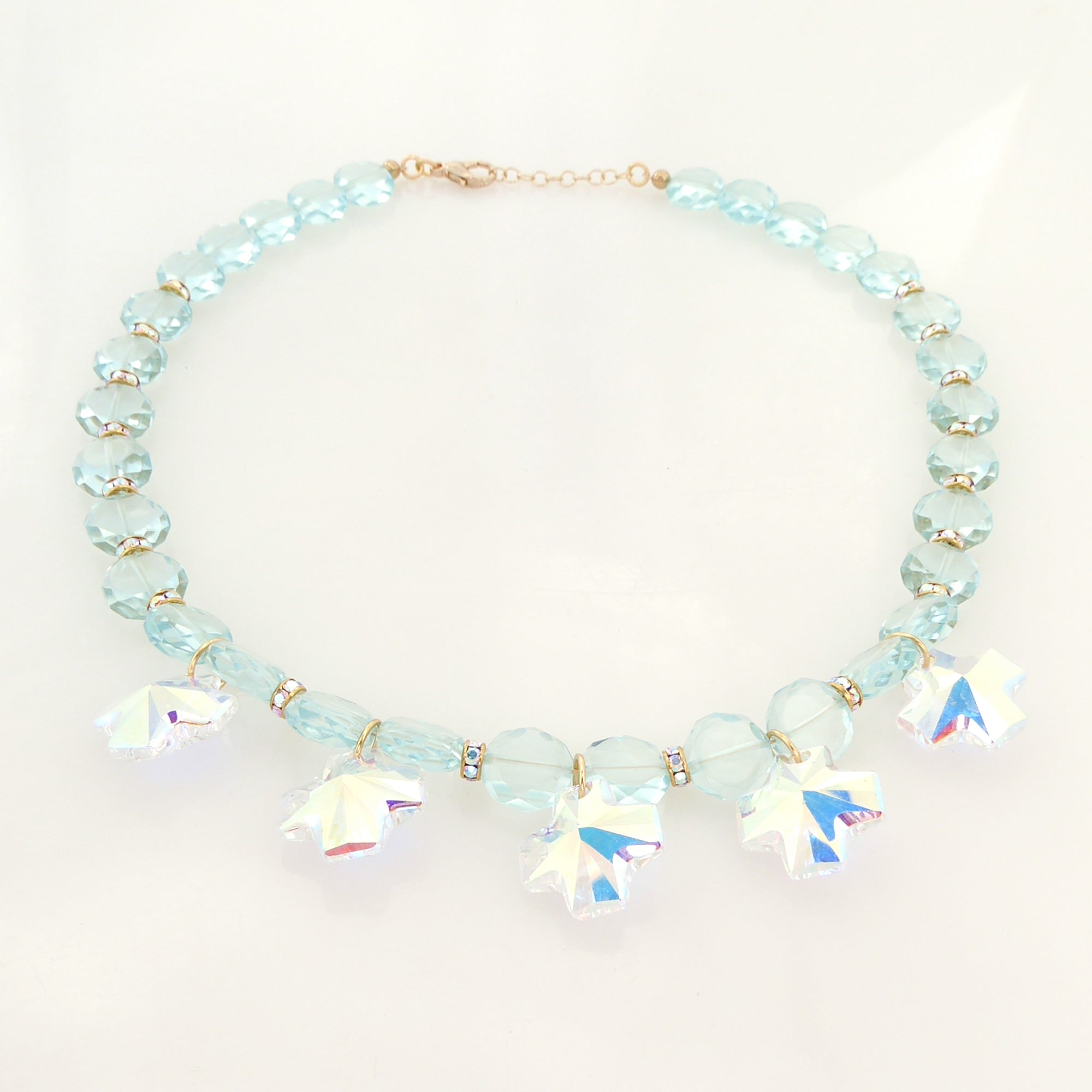 Iridescent crystal cross necklace by Jenny Dayco 3