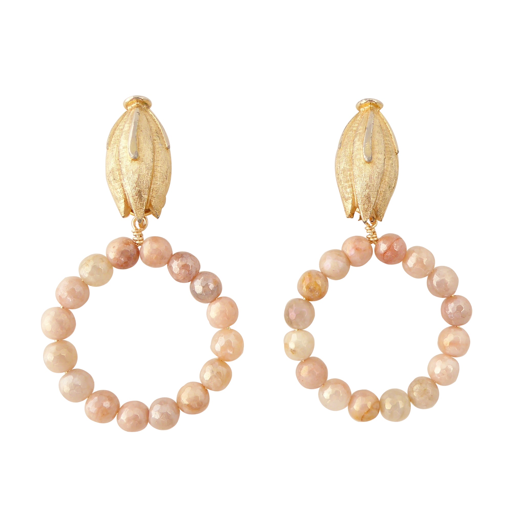 Iridescent peach moonstone earrings by Jenny Dayco 1