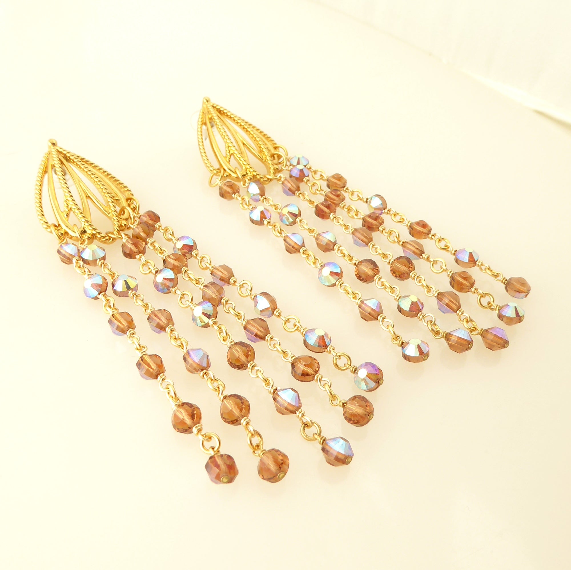 Iridescent topaz chandelier earrings by Jenny Dayco 2
