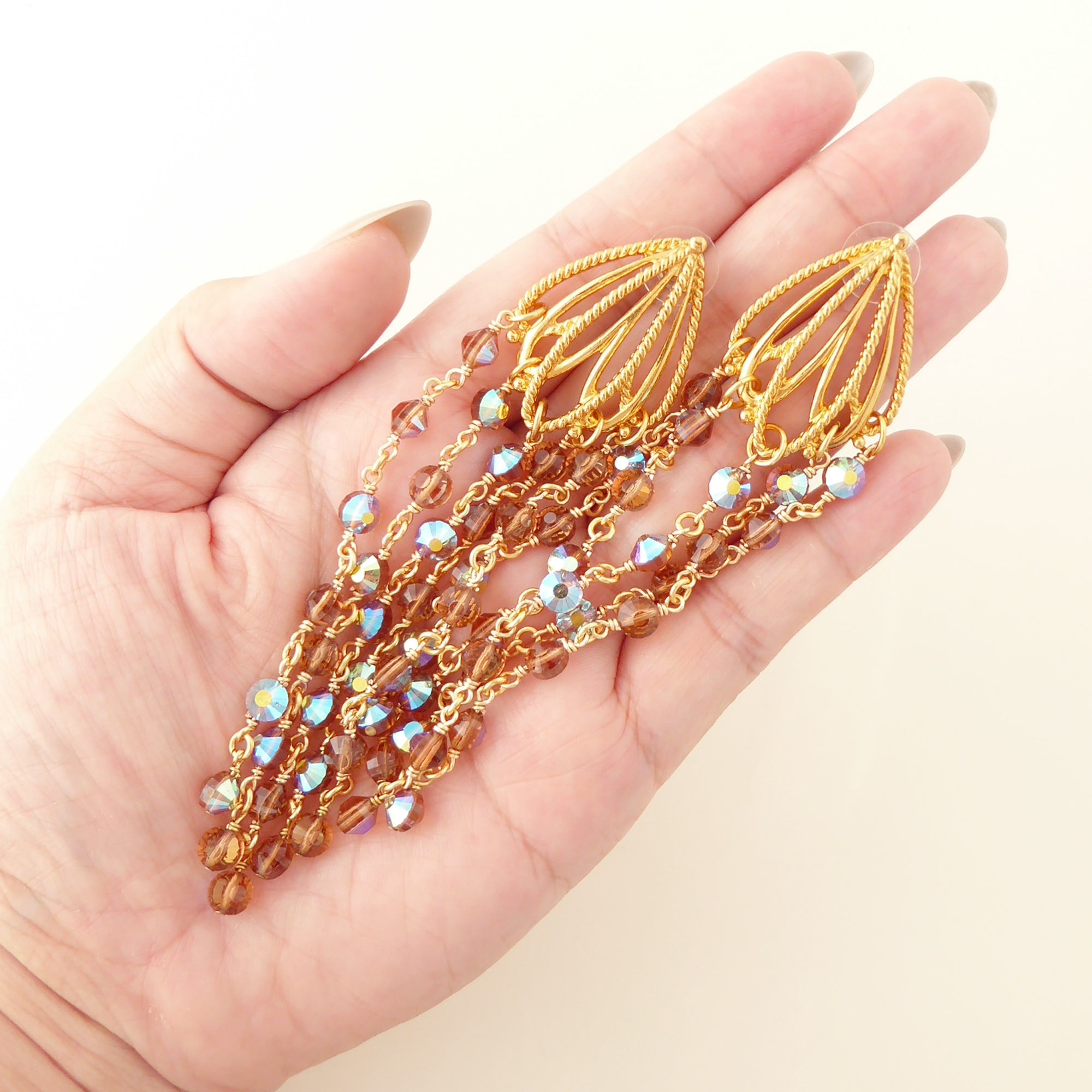Iridescent topaz chandelier earrings by Jenny Dayco 4
